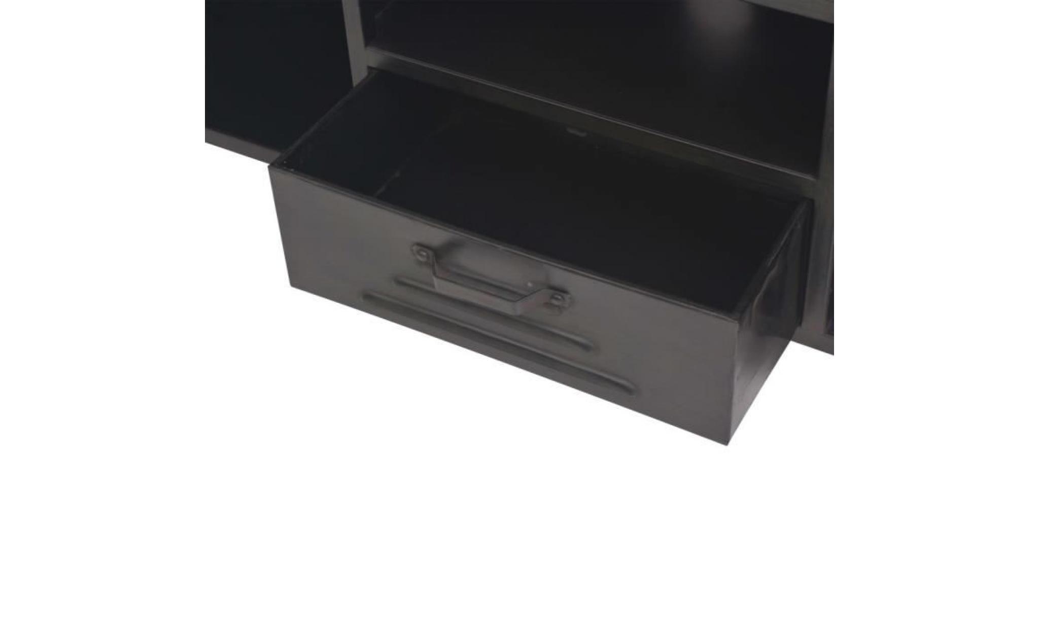 meuble tv style industriel avec tiroir 120 x 30 x 43 cm noir pas cher