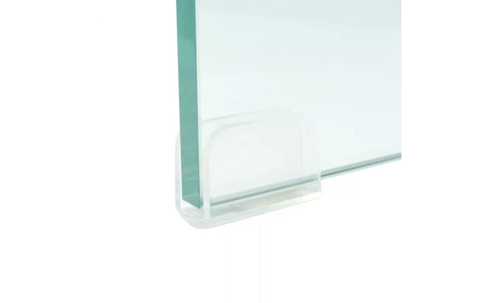 meuble tv  support etagère en verre pour rehausseur moniteur d'ordinateur téléviseur 80 x 30 x 13 cm transparent pas cher