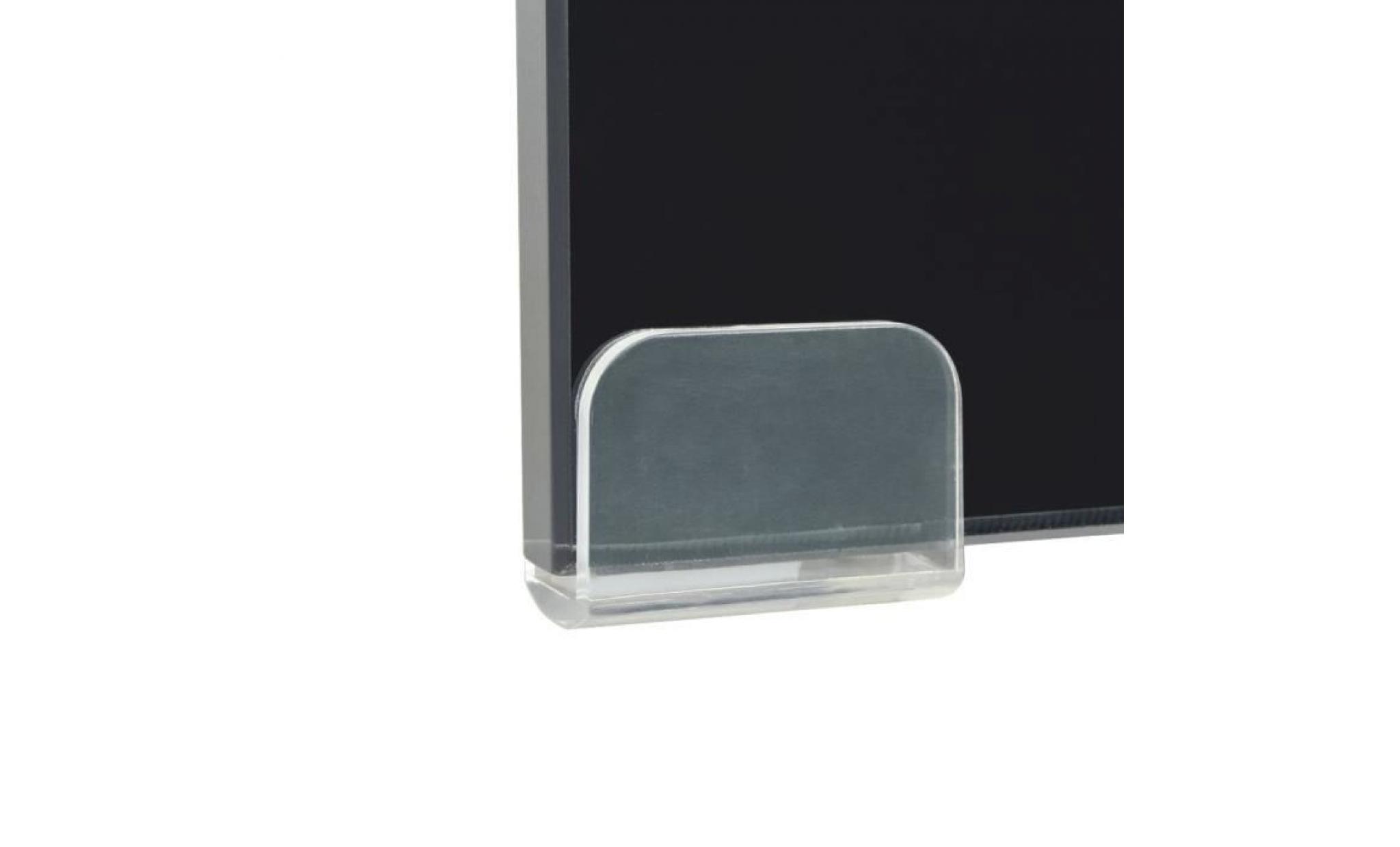 meuble tv  support pour moniteur 60 x 25 x 11 cm verre noir contemporain pas cher