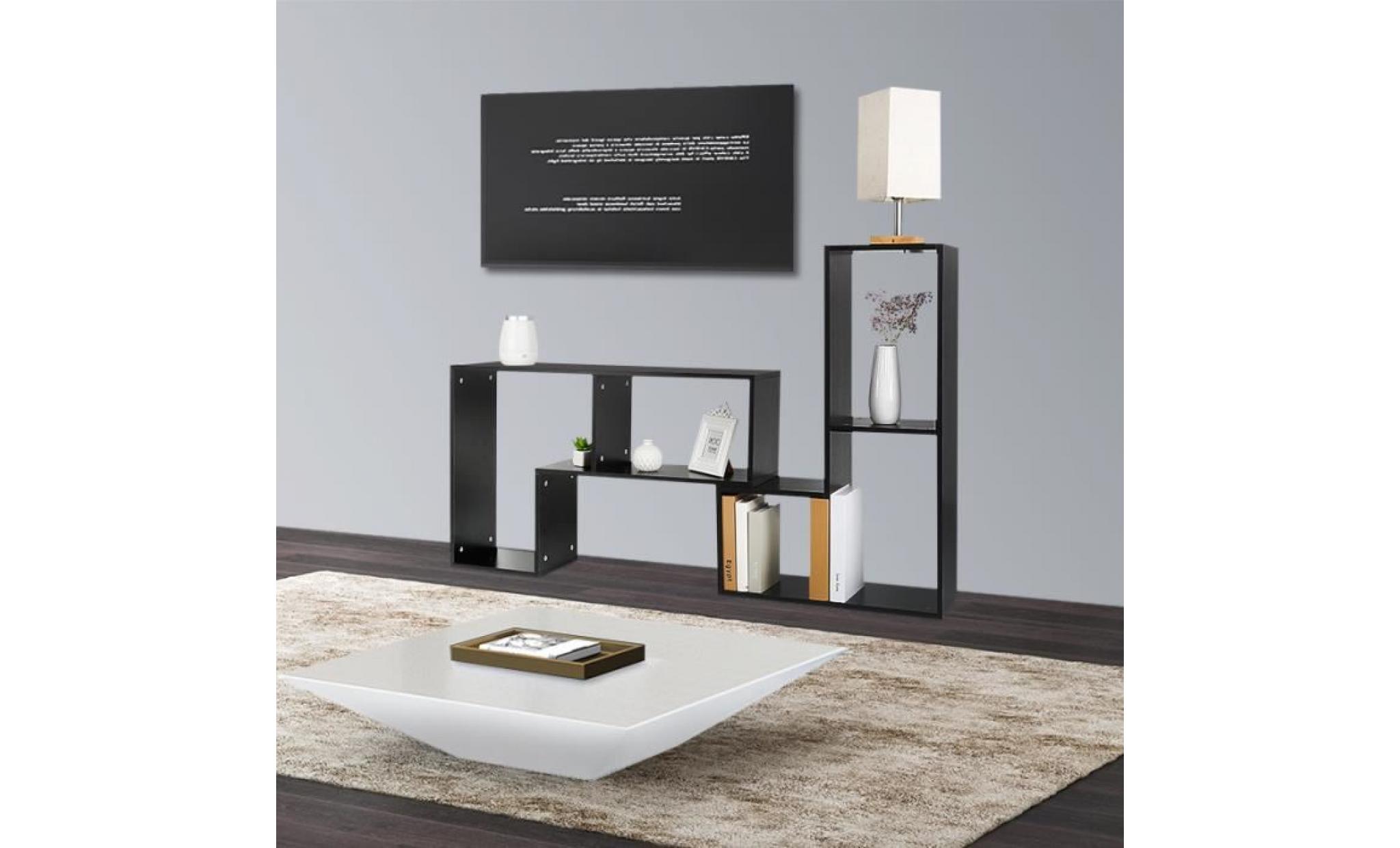 meuble tv / table basse / bibliothÈque   collect 3 en 1   123 150 cm   noir mat   style contemporain   pratique et multifonctionnel