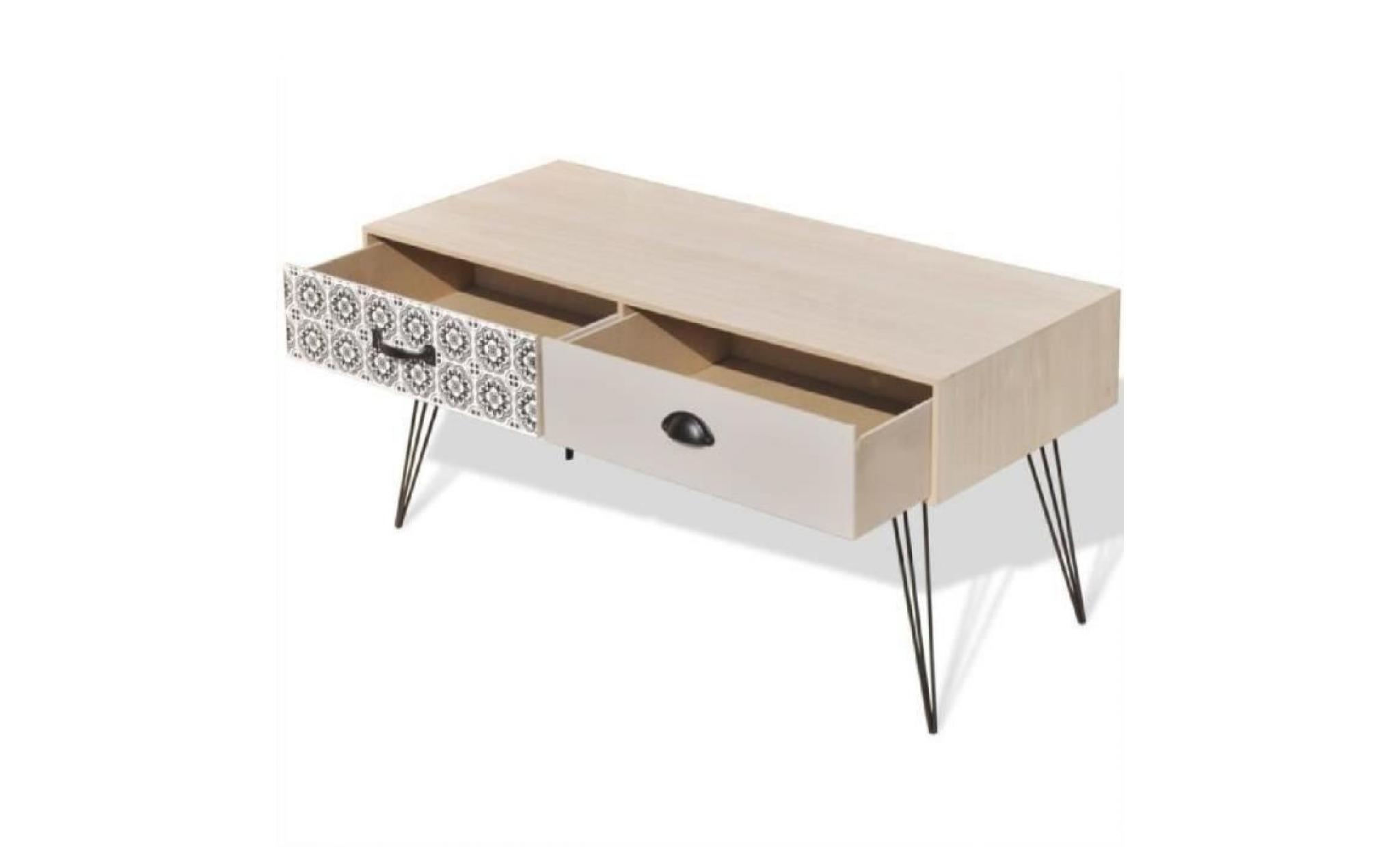 meuble tv table basse de salon en bois avec pieds en metal