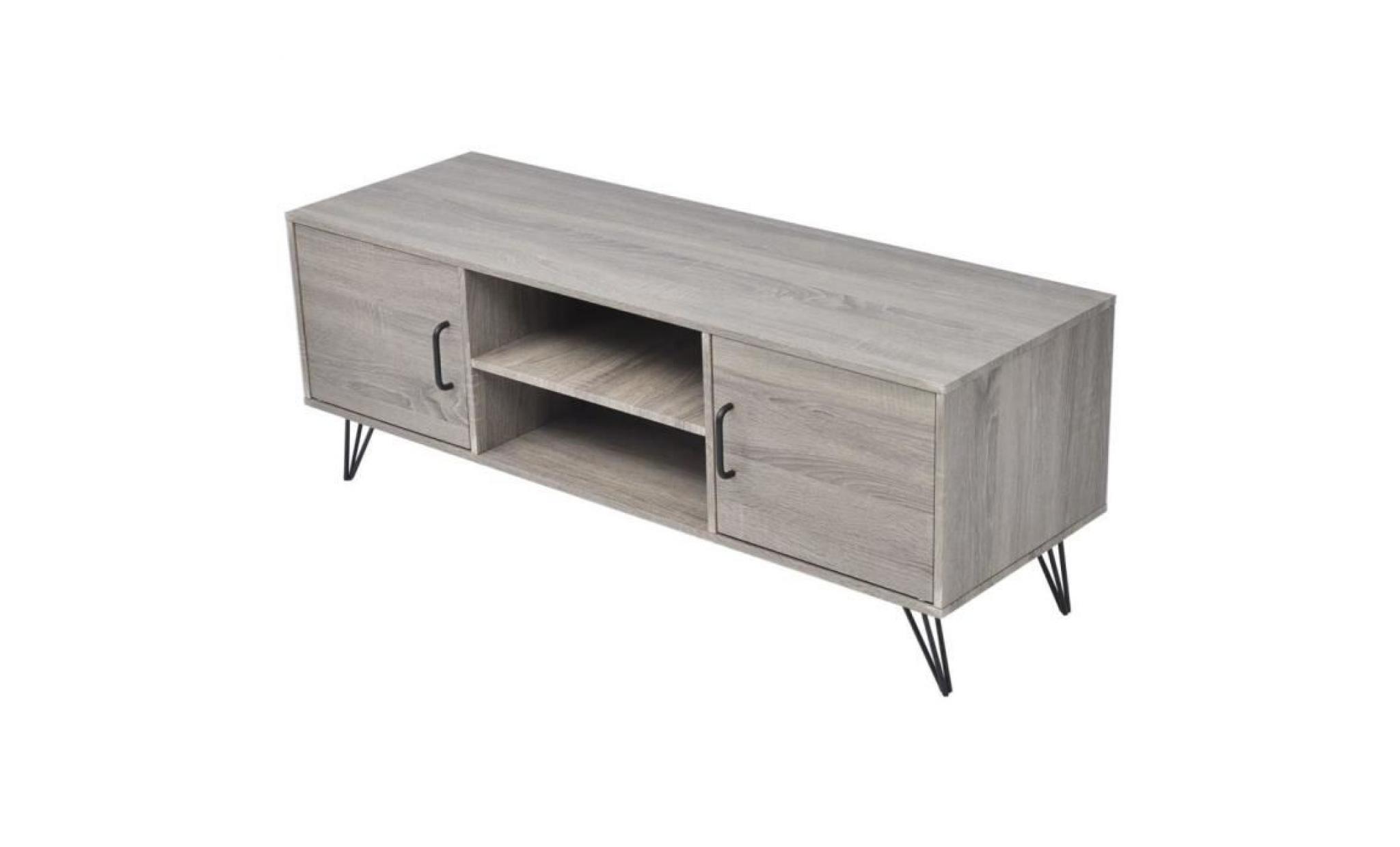 meuble tv table basse de salon en bois gris
