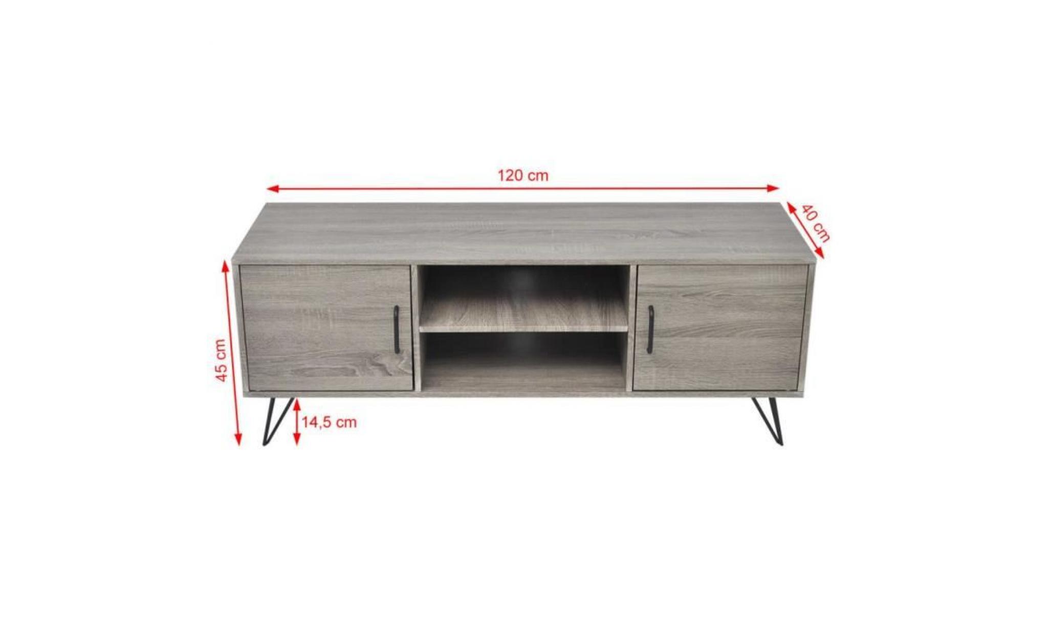 meuble tv table basse de salon en bois gris pas cher
