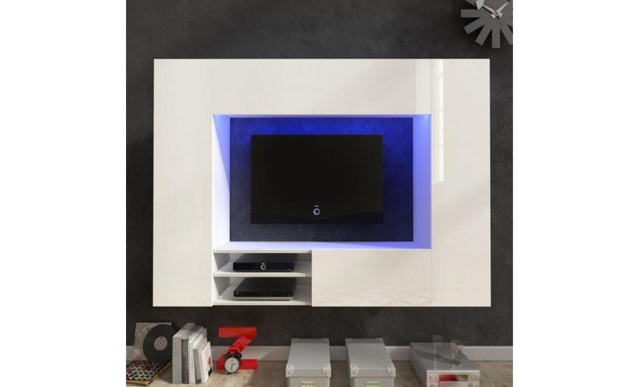 meubles audio/video et pour home cinema couleur : gris materiau : mdf avec revetement en pvc et cadre en metal dimensi