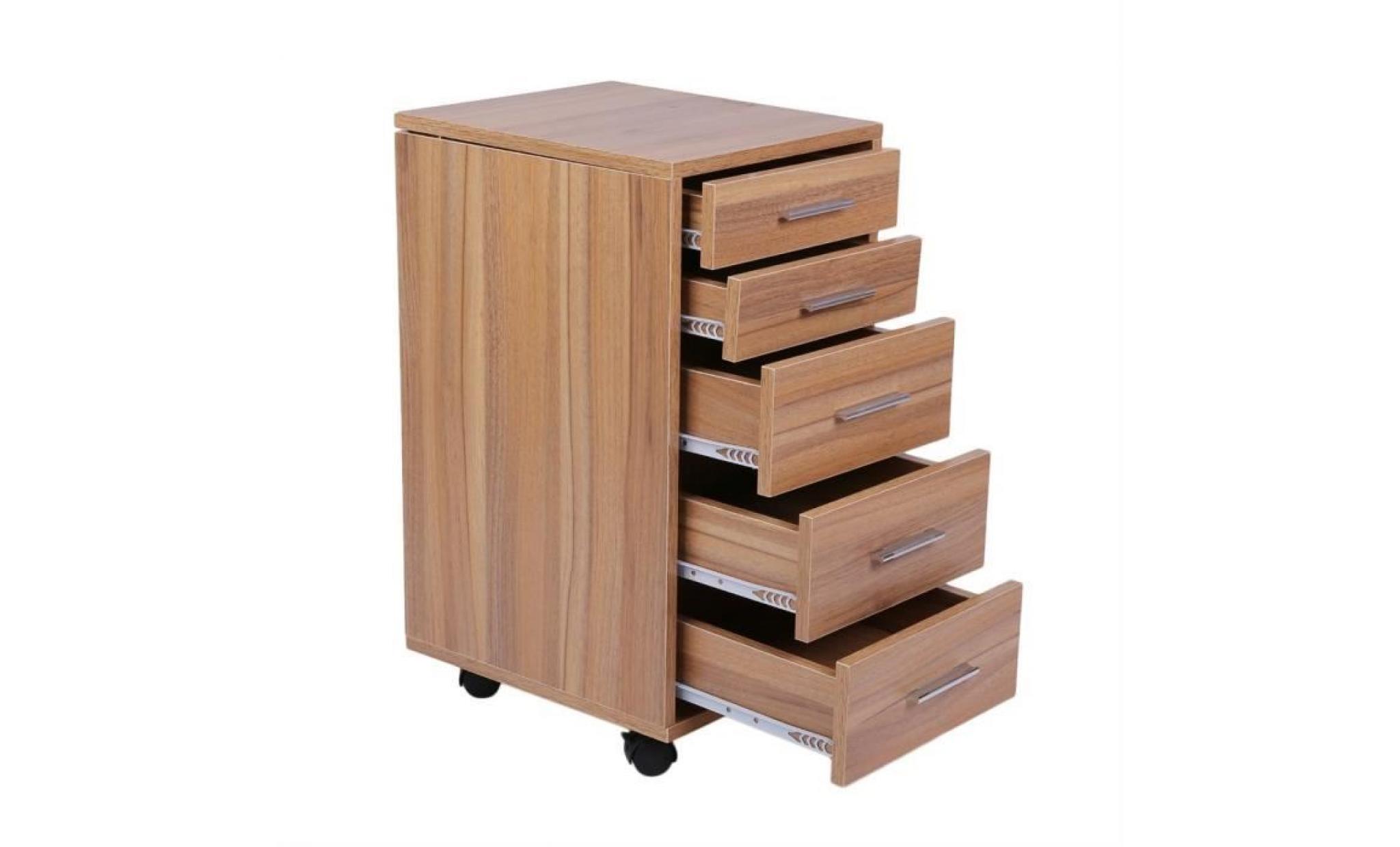 meubles de rangement avec 5 tiroirs commode armoire brun pour chambre salle de bain pas cher