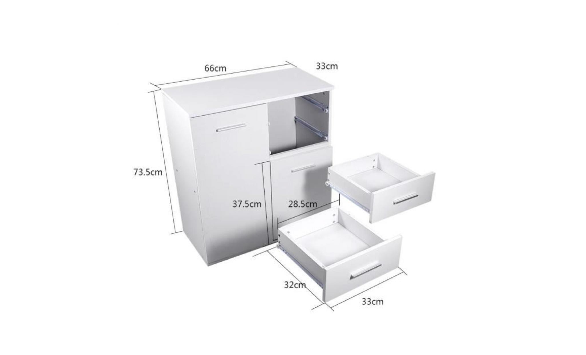 meubles de rangement commode armoire blanche pour chambre salle de bain 2 portes 2 tiroirs（blanc） pas cher