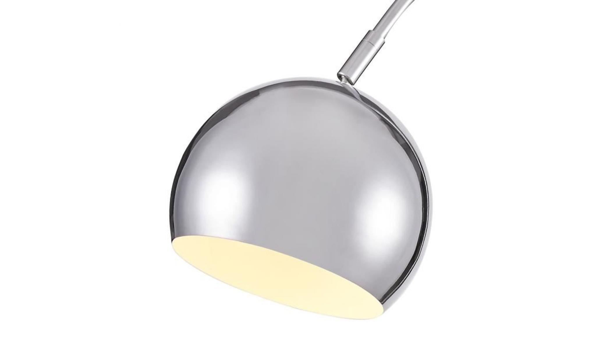 milan lampadaire arc en métal   44x25xh155 cm   gris chromé   base marbre   e14 40w pas cher