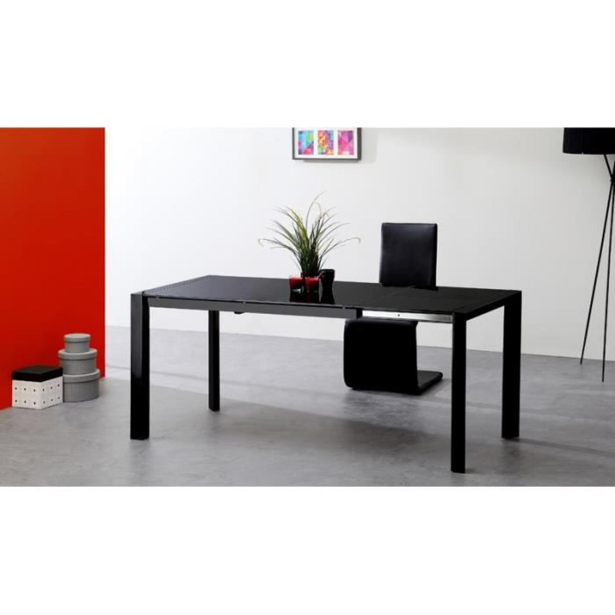 MILANO Table extensible 134 à 184cm laqué noir pas cher