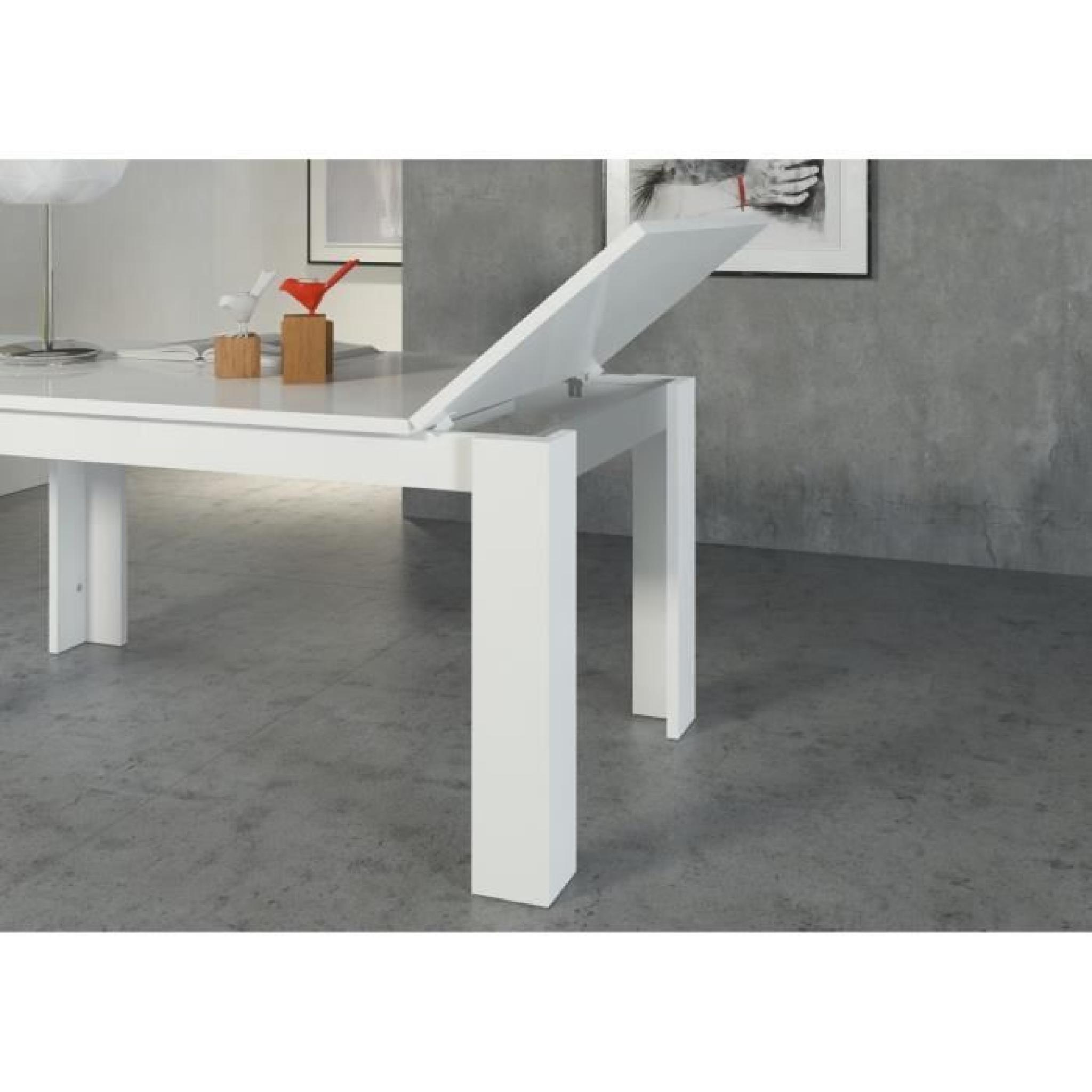 MILANO Table extensible 160/210cm blanc laqué pas cher