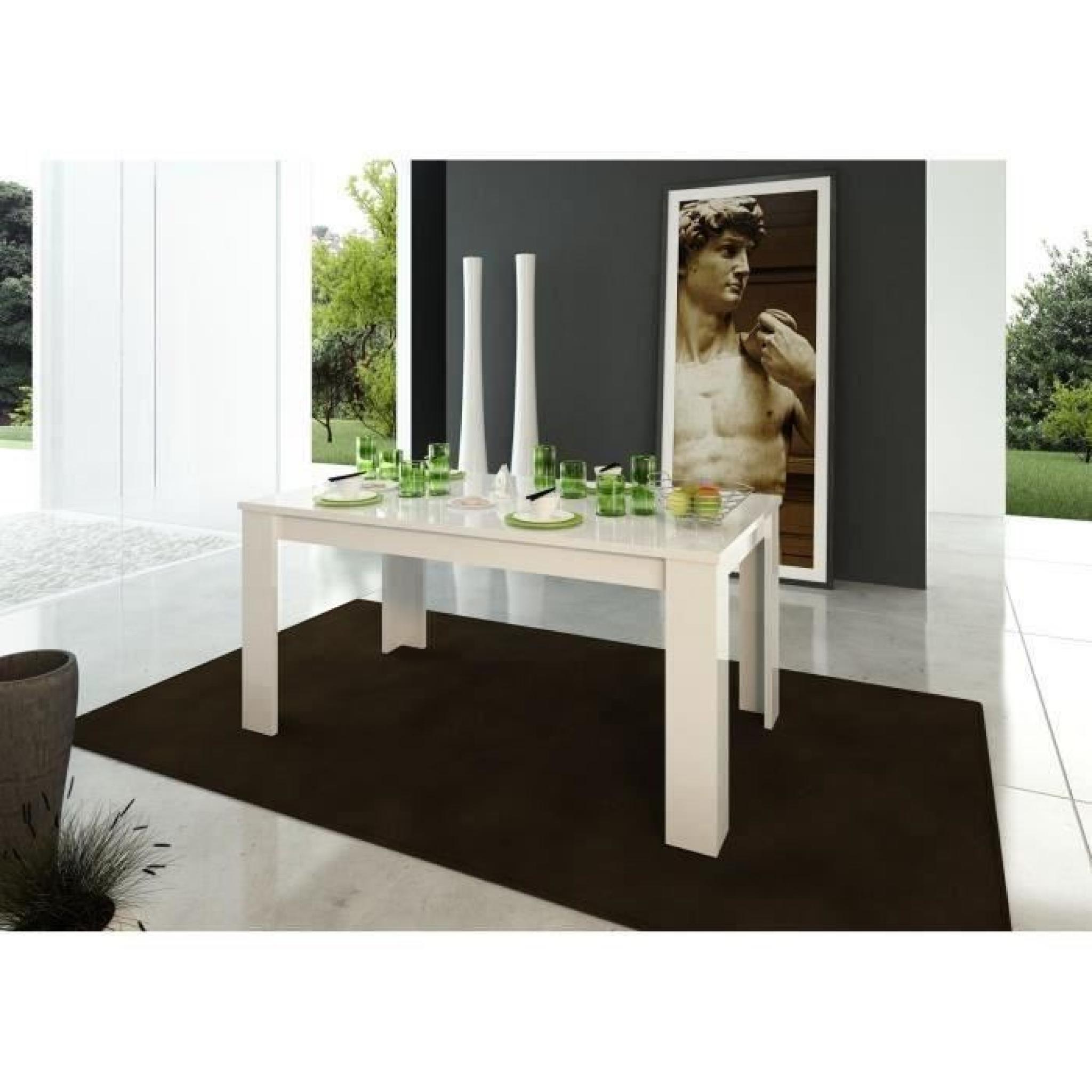 MILANO Table extensible 160/210cm blanc laqué pas cher