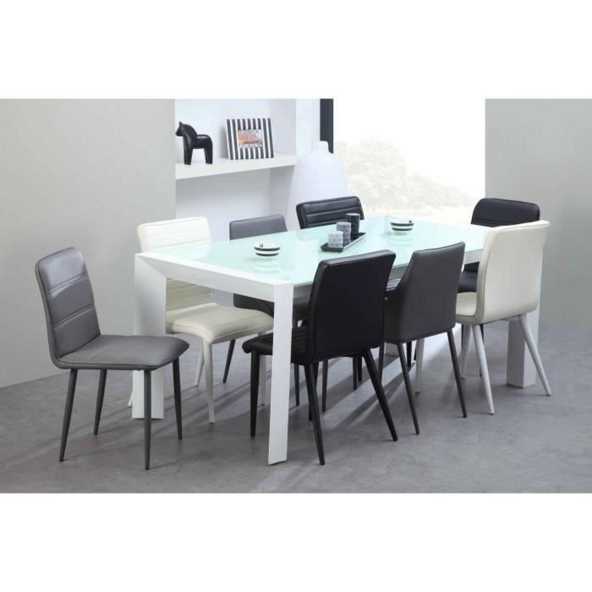 MILANO Table extensible 180 à 230cm verre blanc