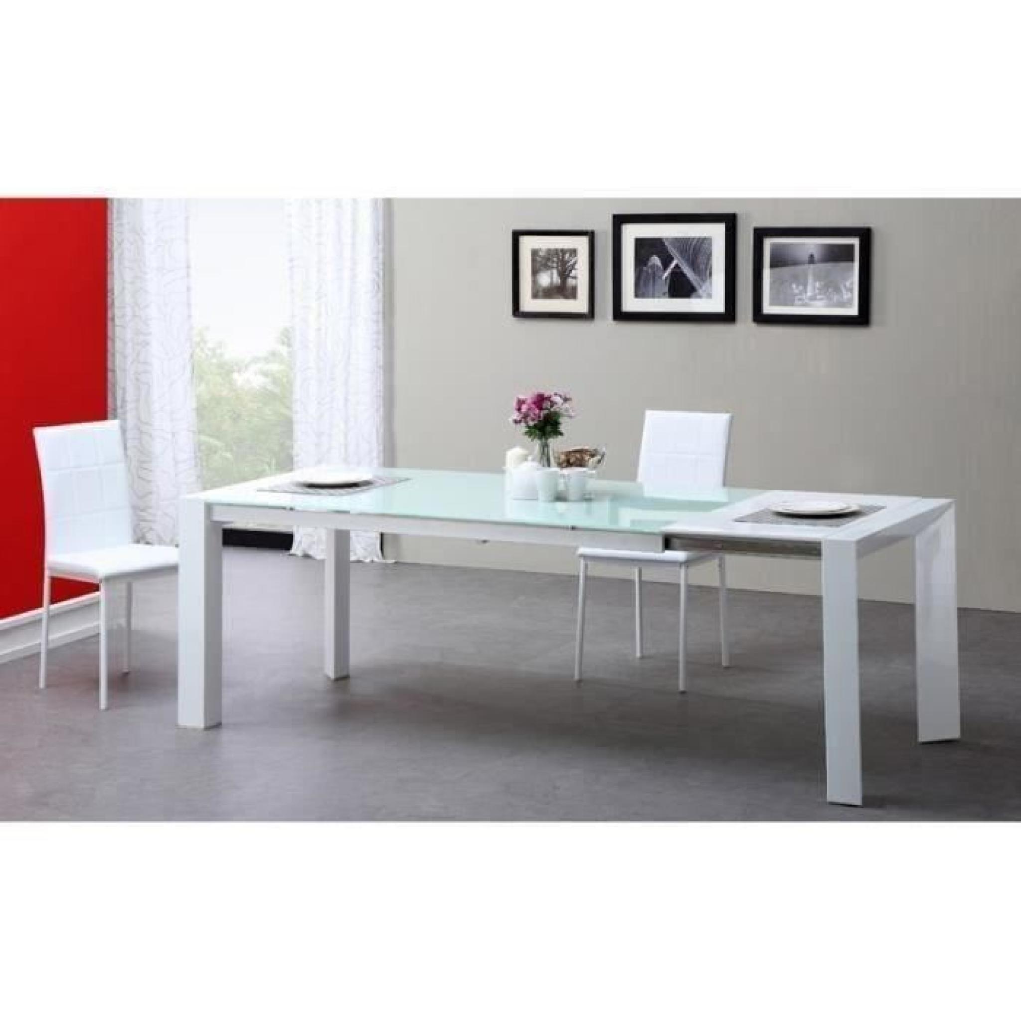 MILANO Table extensible 180 à 230cm verre blanc pas cher