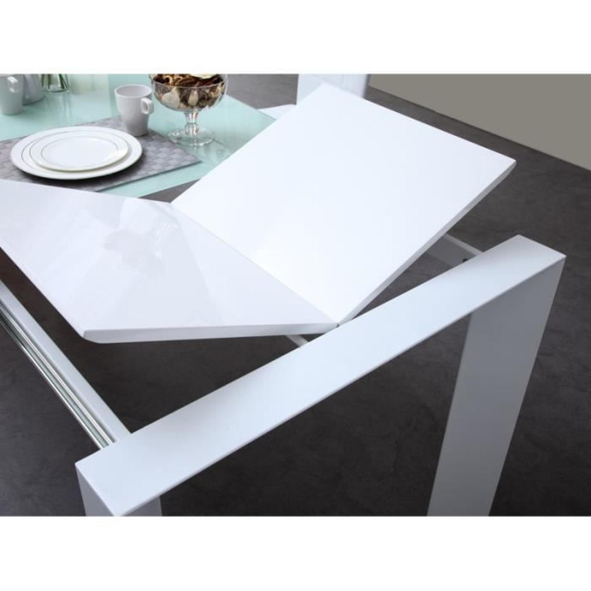 MILANO Table extensible 180 à 230cm verre blanc pas cher