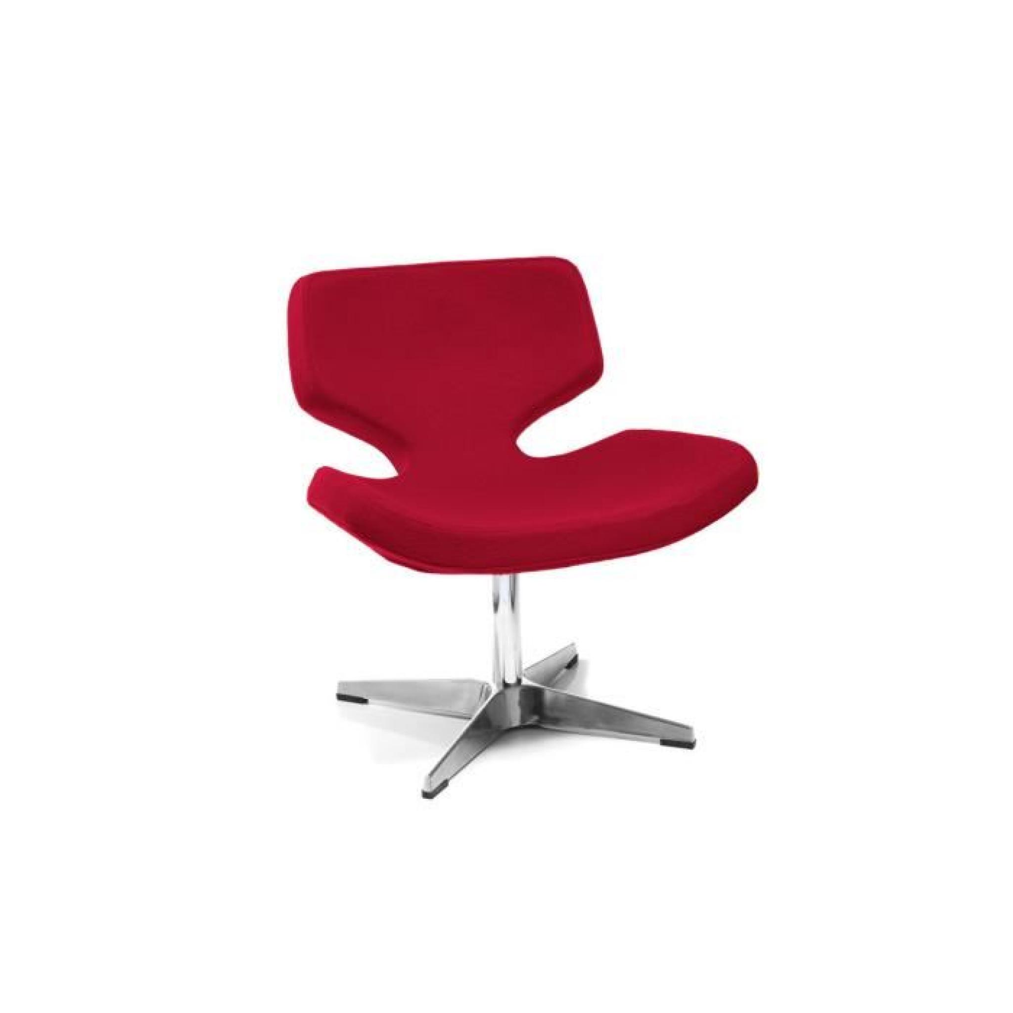 Miliboo - Chaise design polyester rouge et pied… pas cher