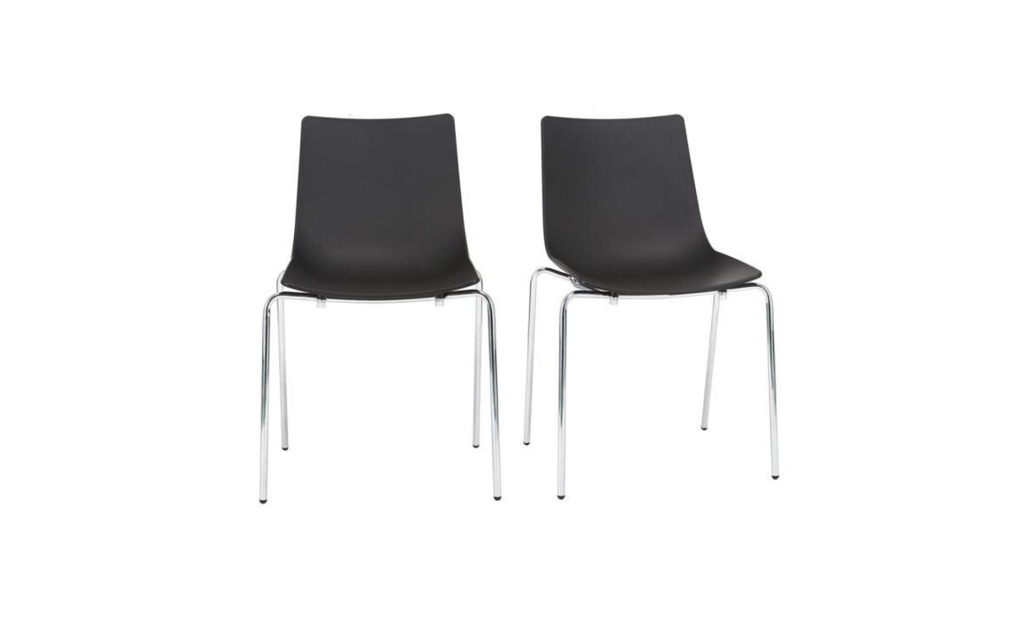 miliboo   chaises design noires empilables avec pieds en métal (lot de 2) celebration