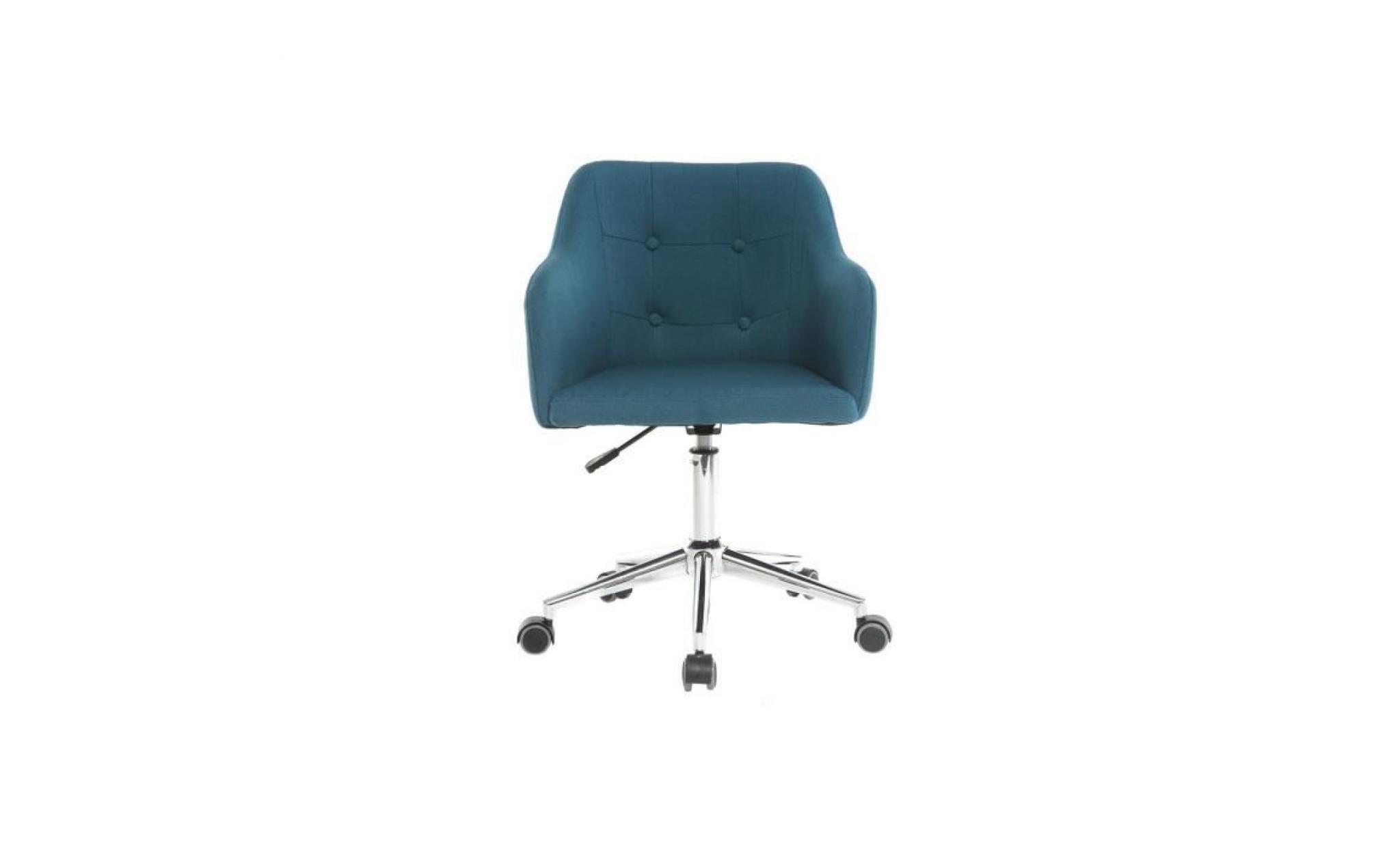 miliboo   fauteuil de bureau design tissu bleu canard baltik