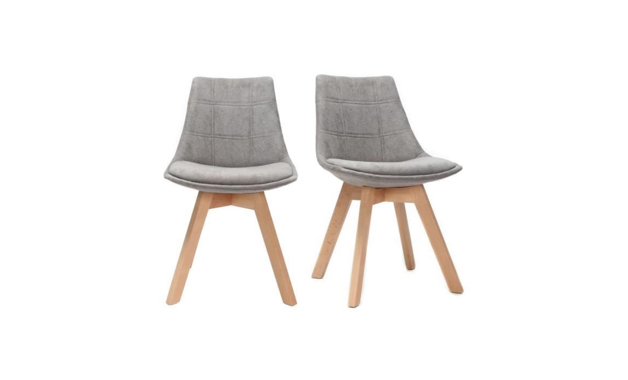 miliboo   lot de 2 chaises design scandinave bois et tissu gris foncé matilde
