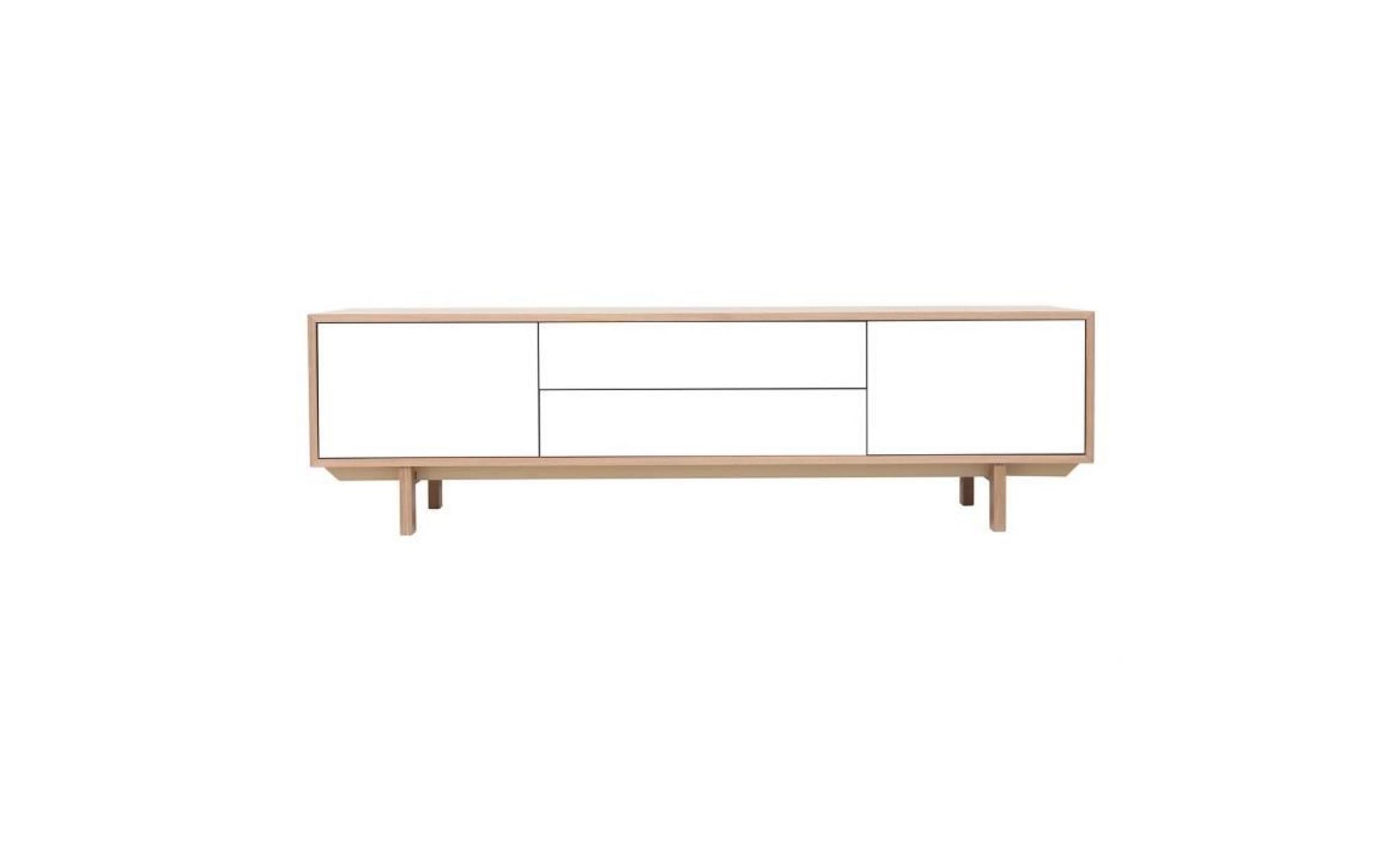 miliboo   meuble tv scandinave bois et blanc 180cm sid
