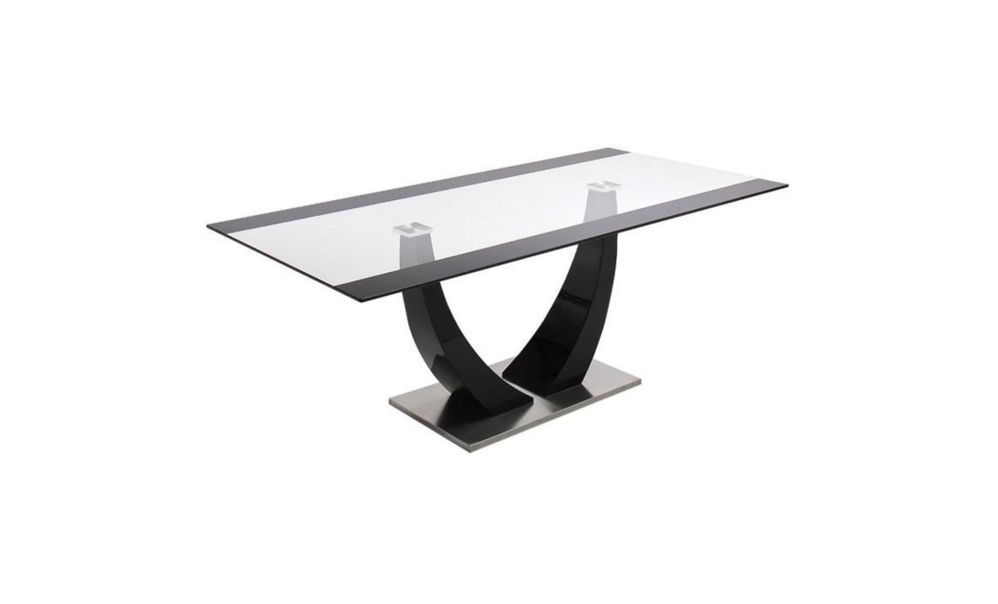 miliboo   table à manger design verre et laqué noir 200 cm pearl