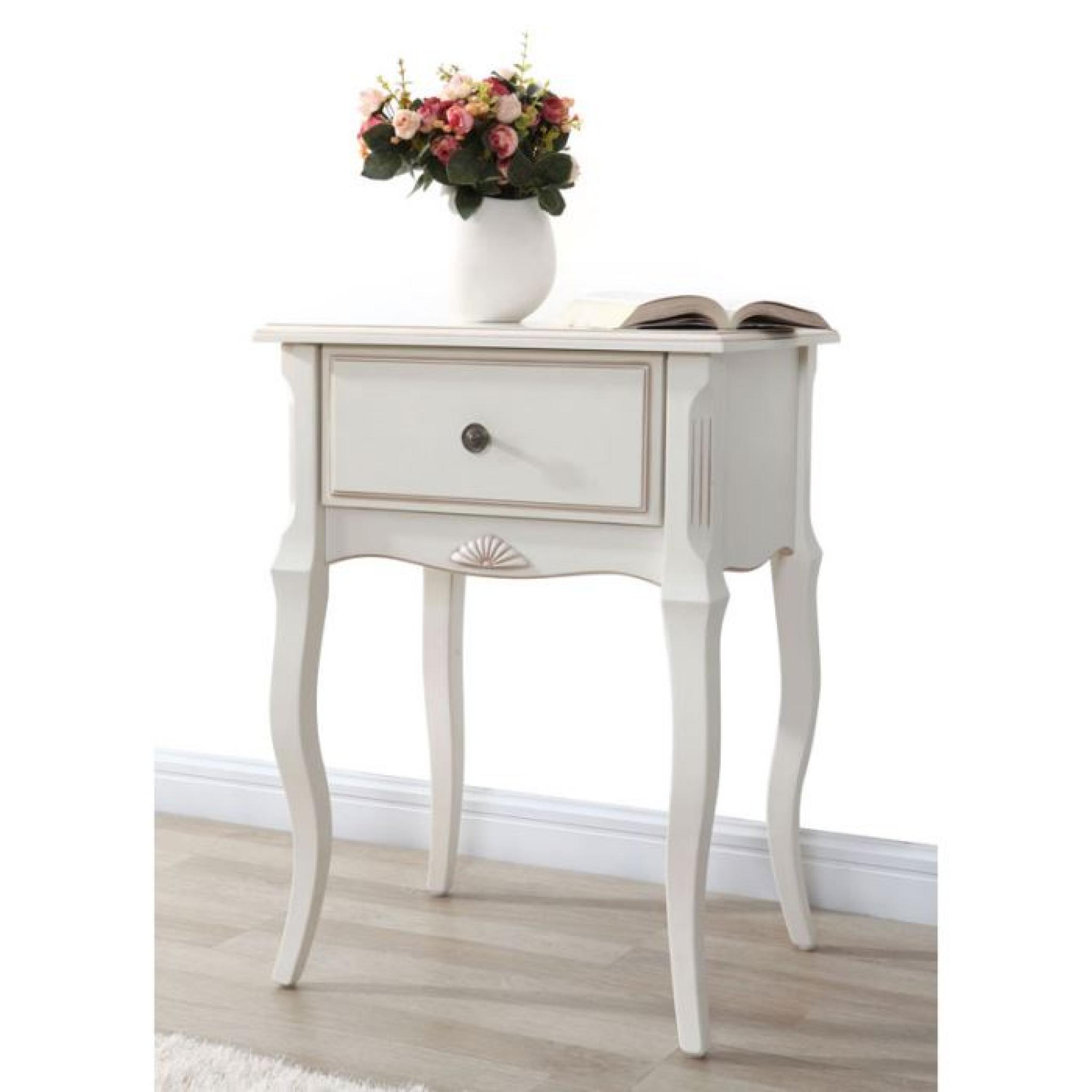 Miliboo - Table de nuit baroque bois blanc BIANCA pas cher