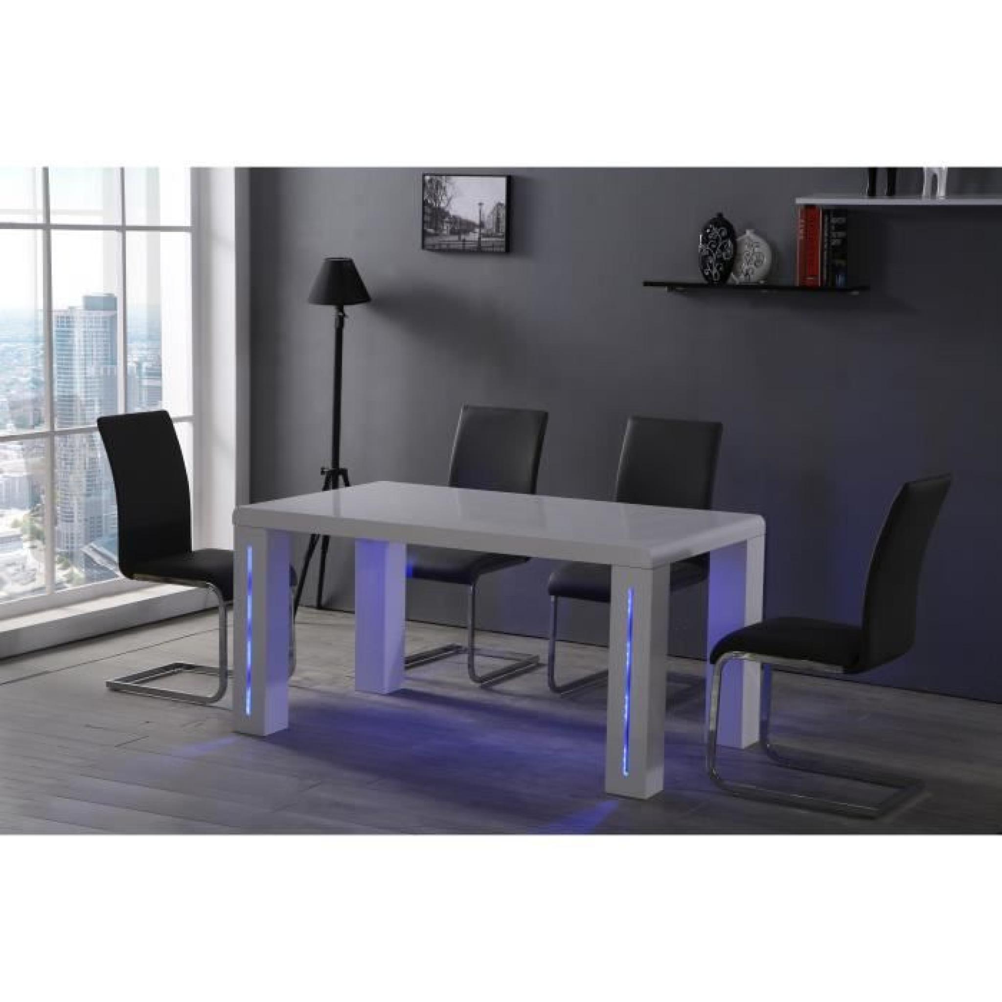 MILWAUKEE Table à manger avec éclairage LED 150x85cm laqué blanc brillant