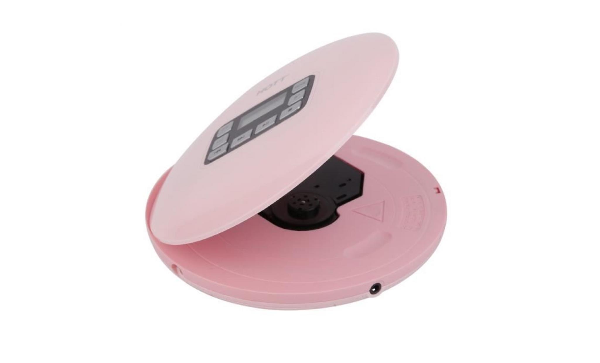 mini cd lecteur portable avec led affichage multifonction baladeur cd  couleur rose pas cher