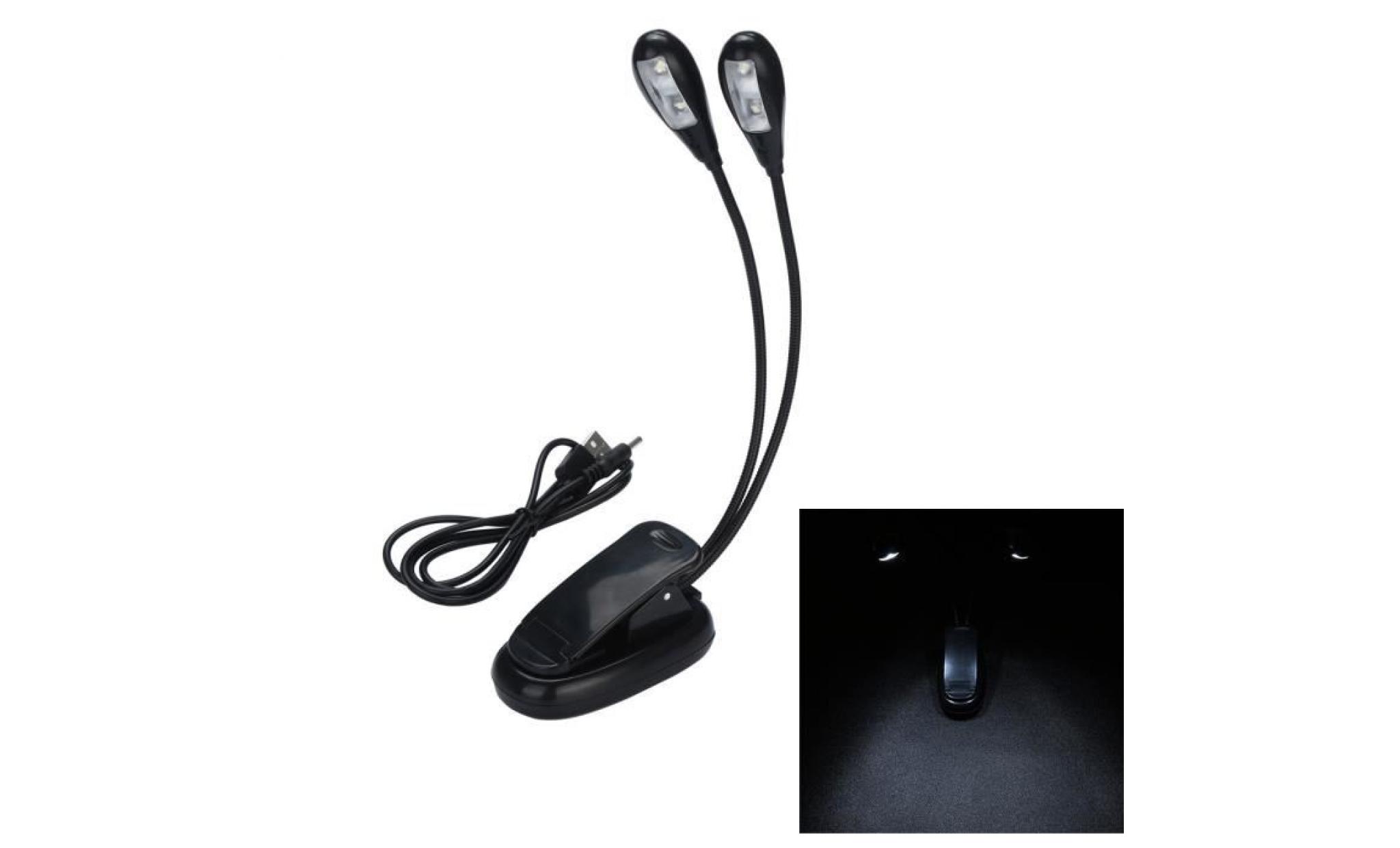 mini led lampe de lecture usb rechargeable lumières double bras clip bureau lampe de table nyh80802894bk_911