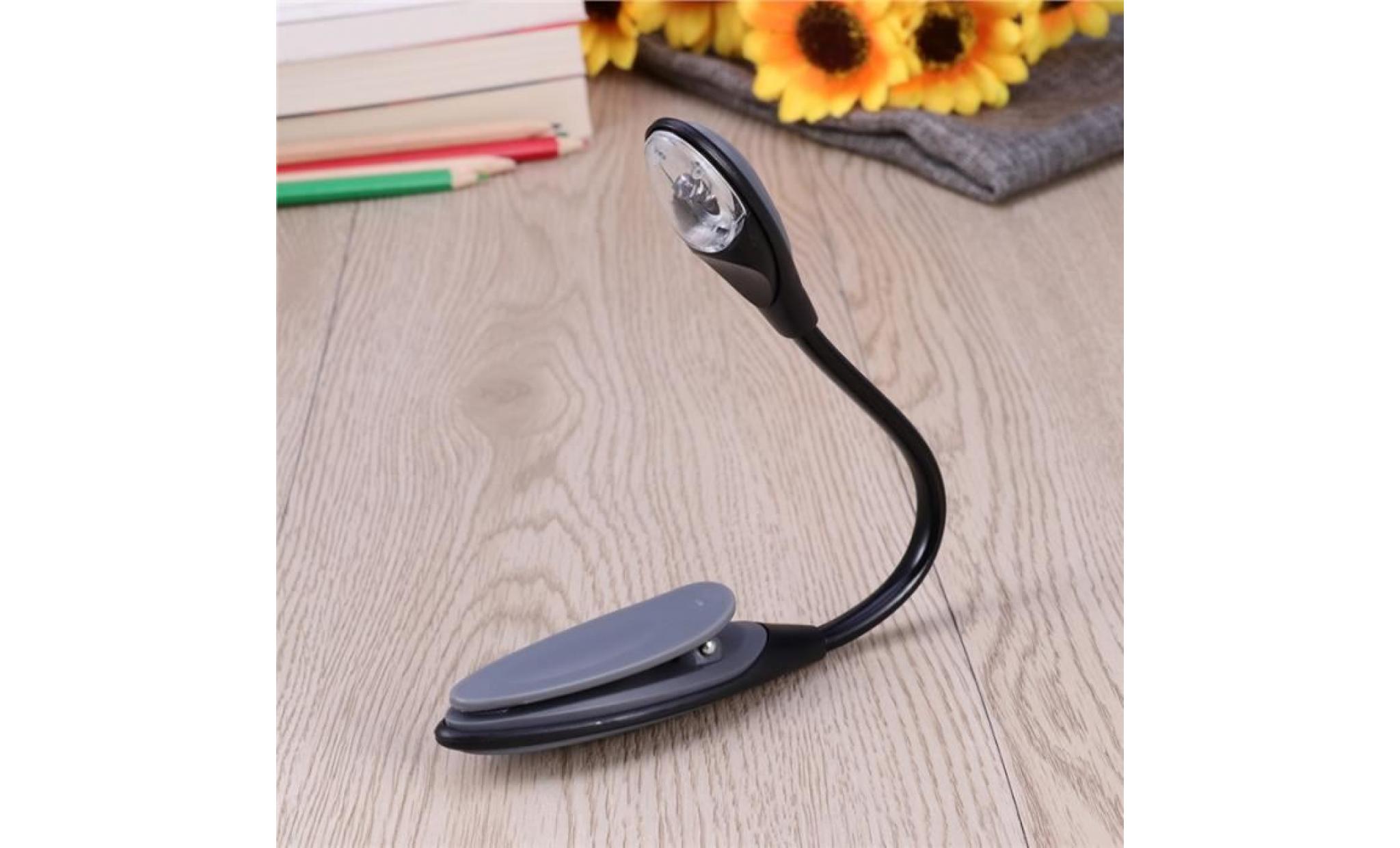 mini portable clip on réglable led livre lumière flexible lampe de bureau (gris) pas cher