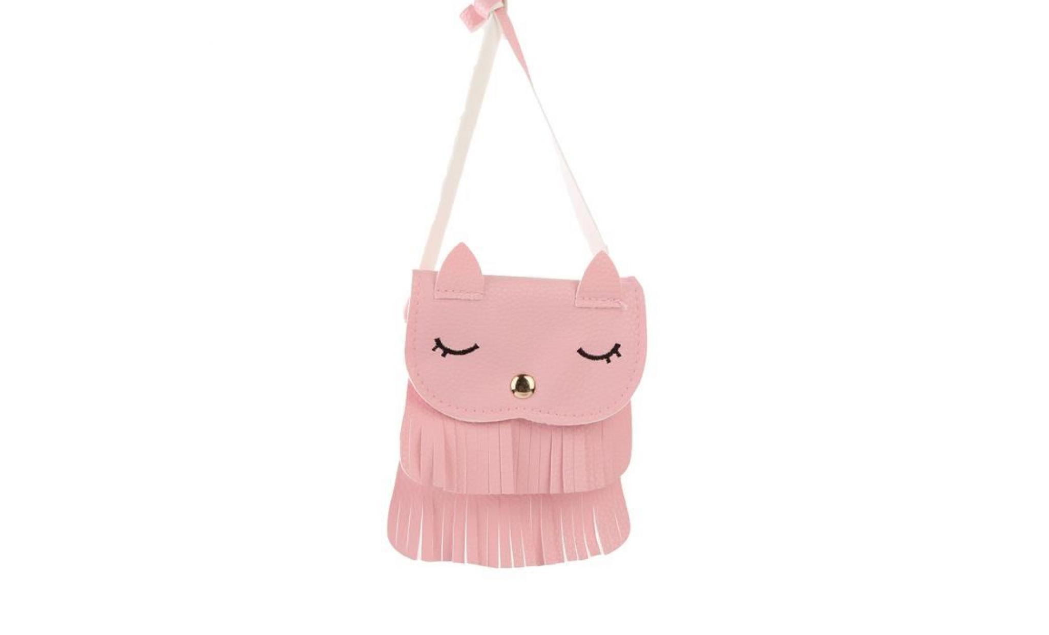mini sac bandoulière en similicuir à la mode en forme de chat et pompon