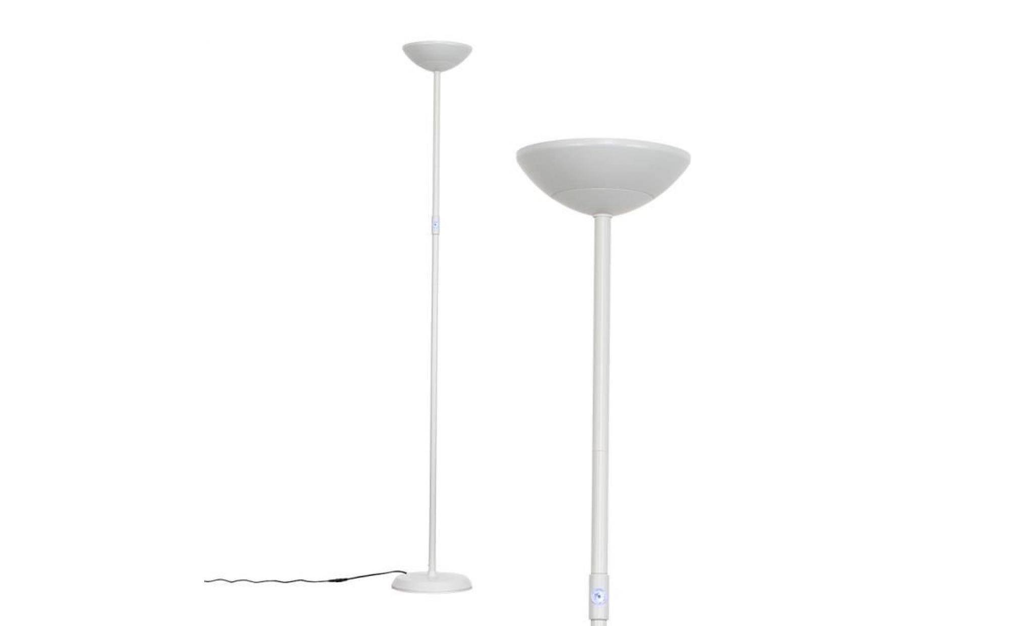 minisun lampadaire torchère classique en blanc avec ampoule led 24 watt & graduateur intégré