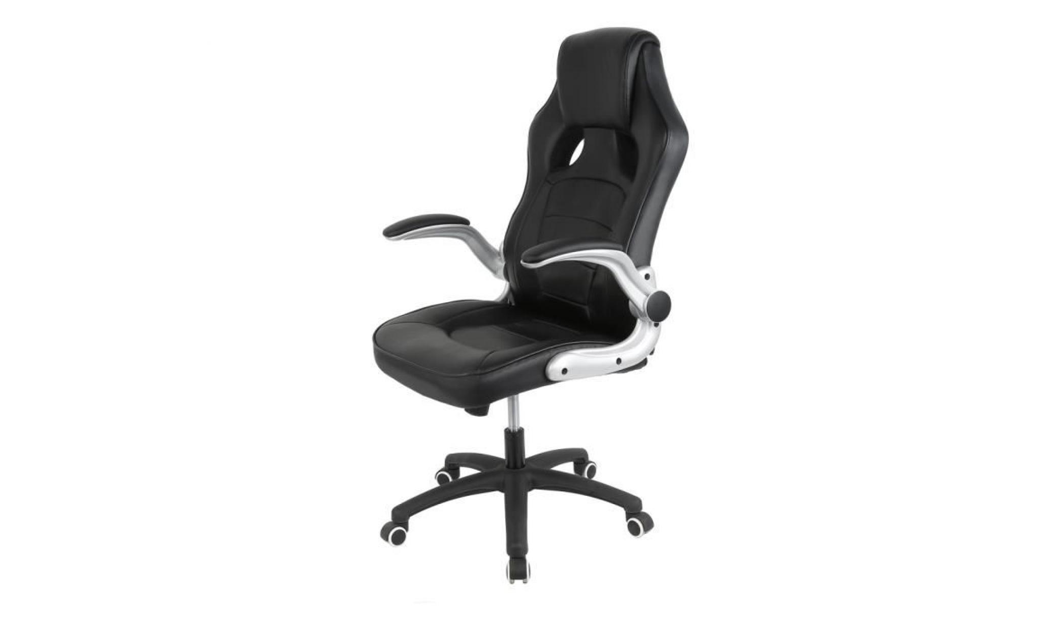 miss chaise fauteuil siège de bureau hauteur réglable 46 55 cm, faux cuir,120 kg de capacité noir