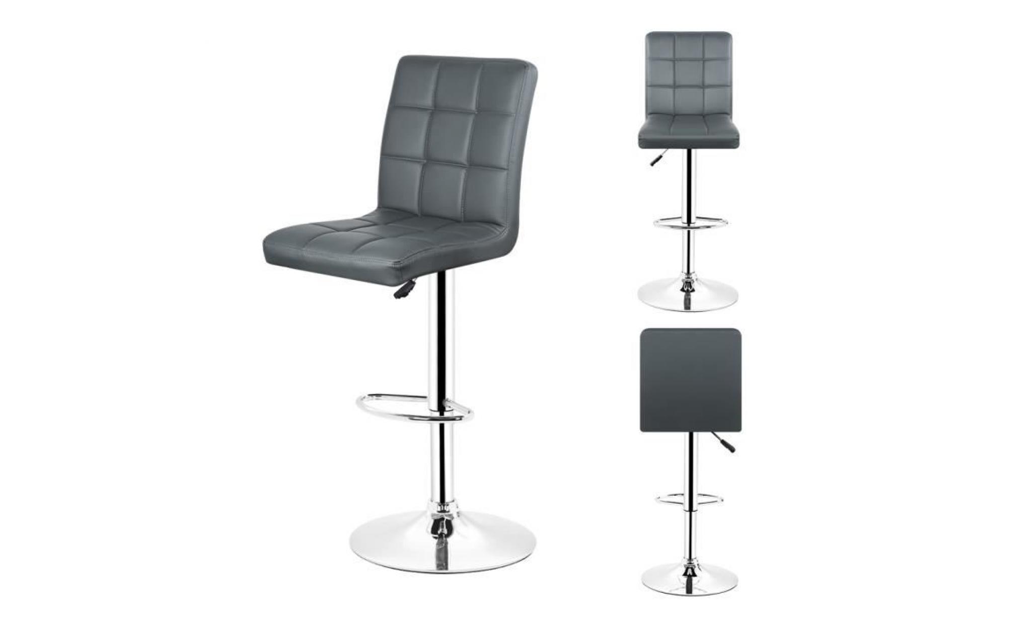 miss   tabouret de bar lot de 4 chaise gris assisse en simili cuir hauteur reglable pas cher