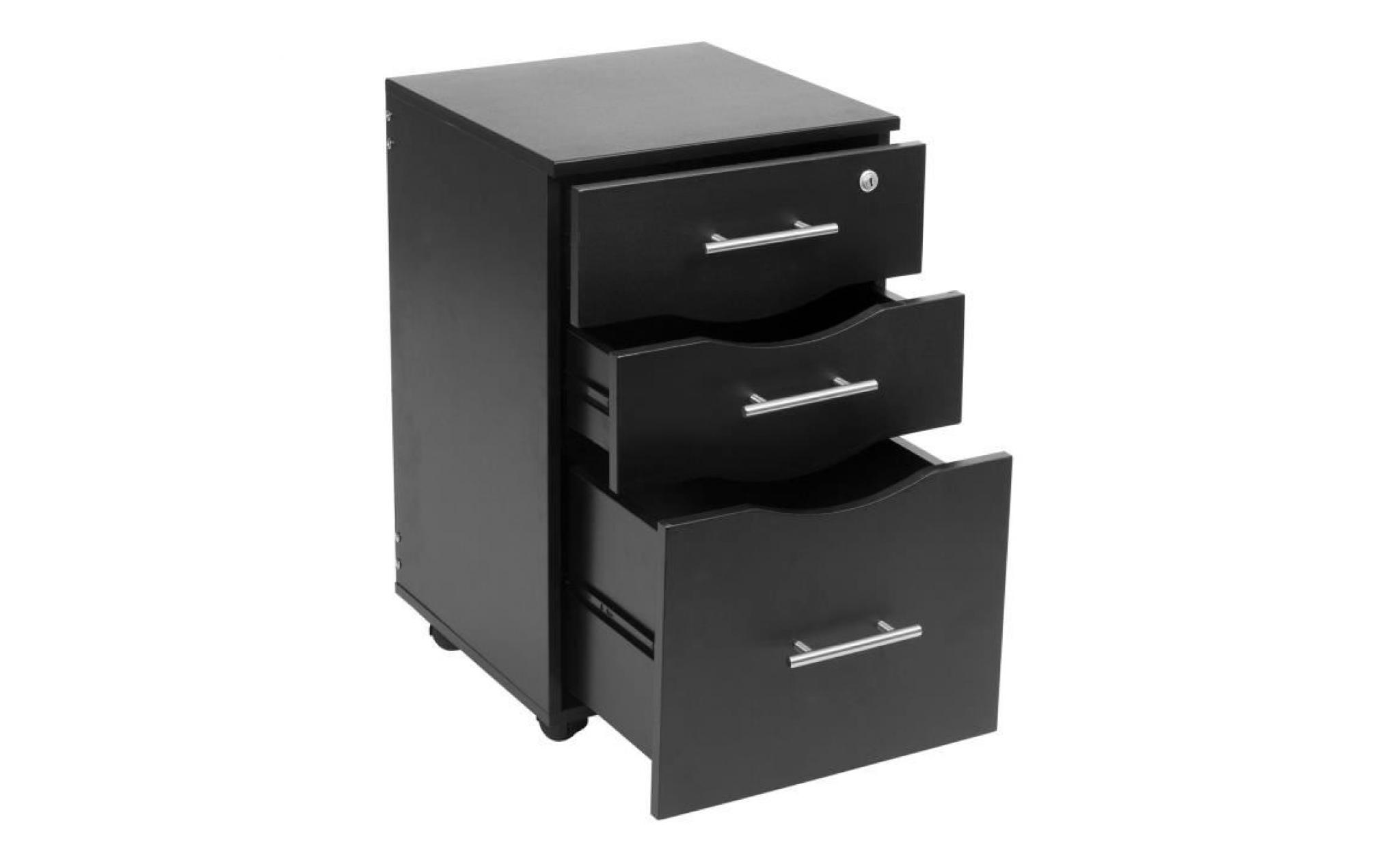 mmt black 3 drawer mobile under desk pedestal filing cabinet pas cher