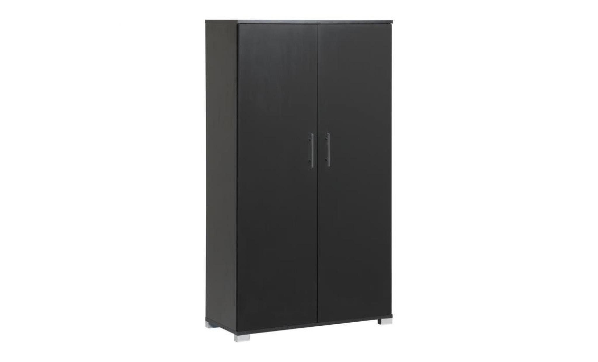 mmt black office 2 door bookcase storage filing cabinet cupboard with 3 internal shelves, easy to assemble