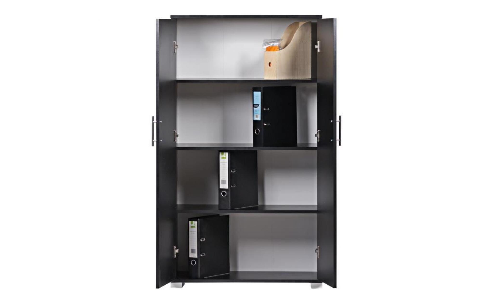 mmt black office 2 door bookcase storage filing cabinet cupboard with 3 internal shelves, easy to assemble pas cher