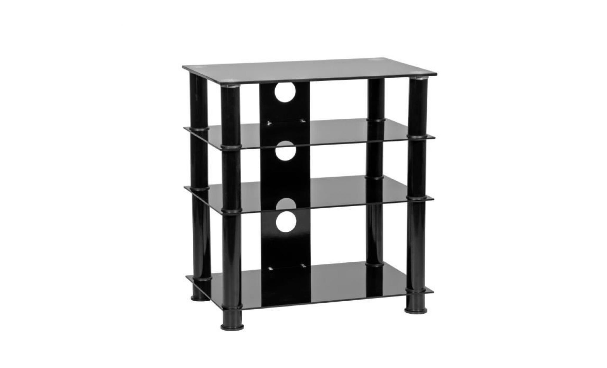 mmt lhfblk650 4 shelf hi fi rack tower black glass av support unit