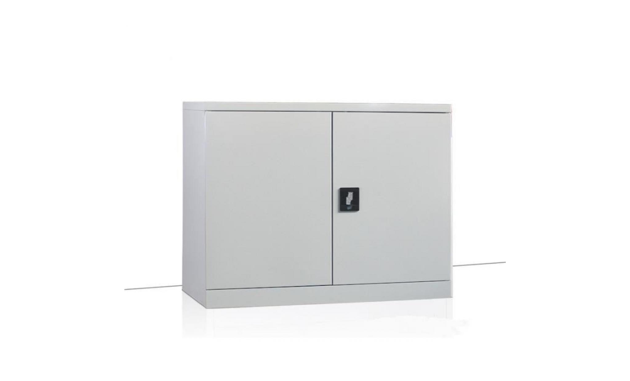 mmt steel metal office storage 2 door bookcase filing cabinet, desk height extension   73cm tall, grey