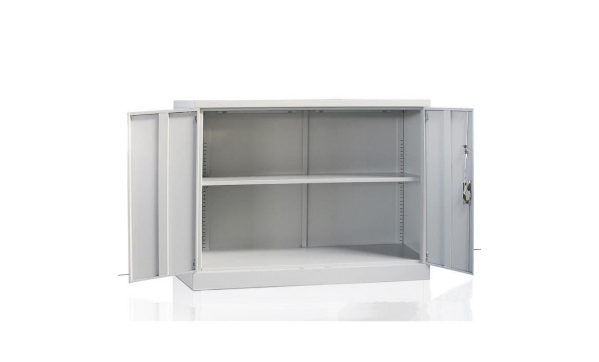 mmt steel metal office storage 2 door bookcase filing cabinet, desk height extension   73cm tall, grey pas cher