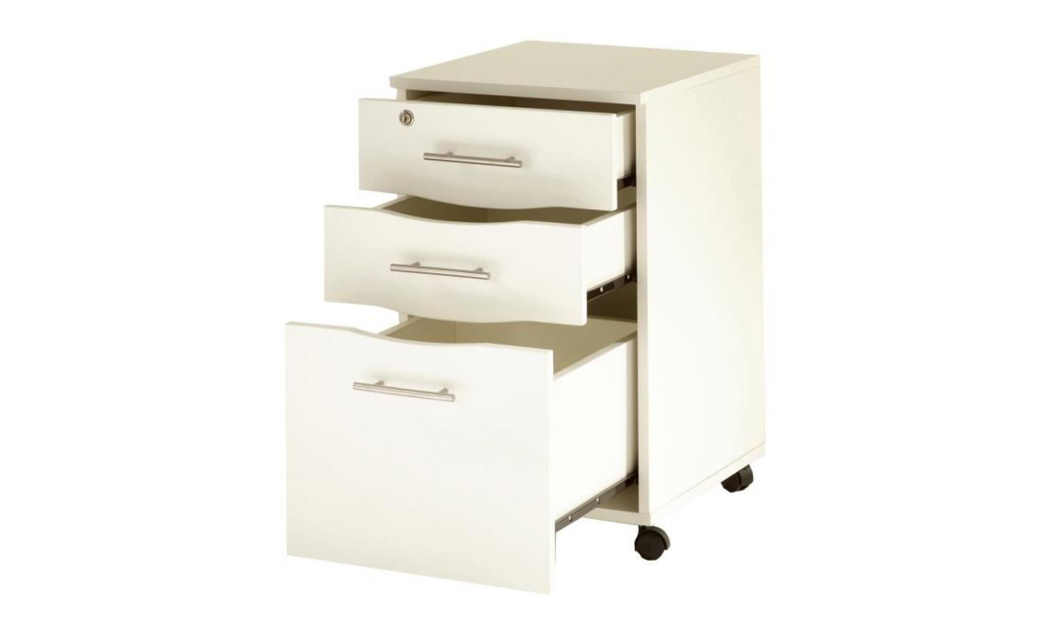 mmt white 3 drawer mobile under desk pedestal filing cabinet lockable pas cher