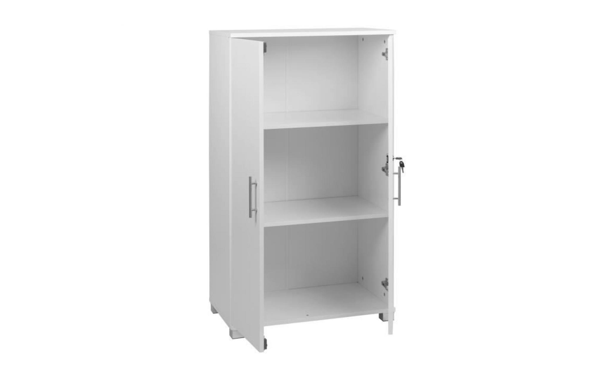 mmt white office 2 door storage bookcase with locking doors 2 internal shelves pas cher