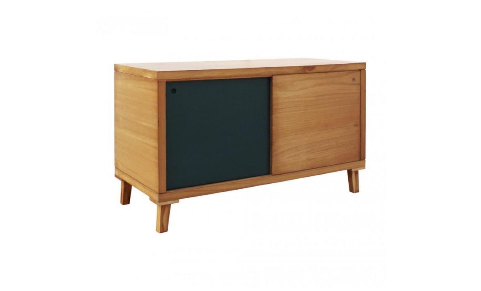 mobili rebecca armoire basse support télévision 2 portes marron vert bois