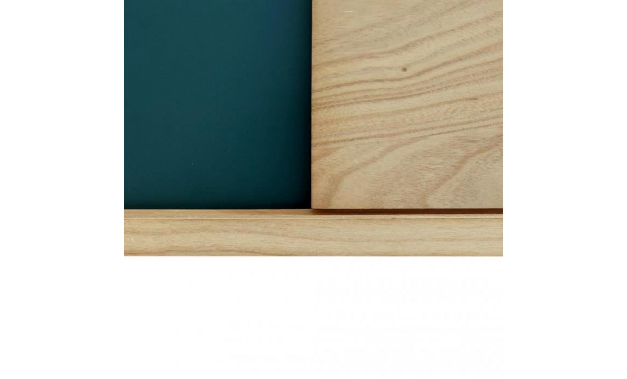 mobili rebecca armoire basse support télévision 2 portes marron vert bois pas cher