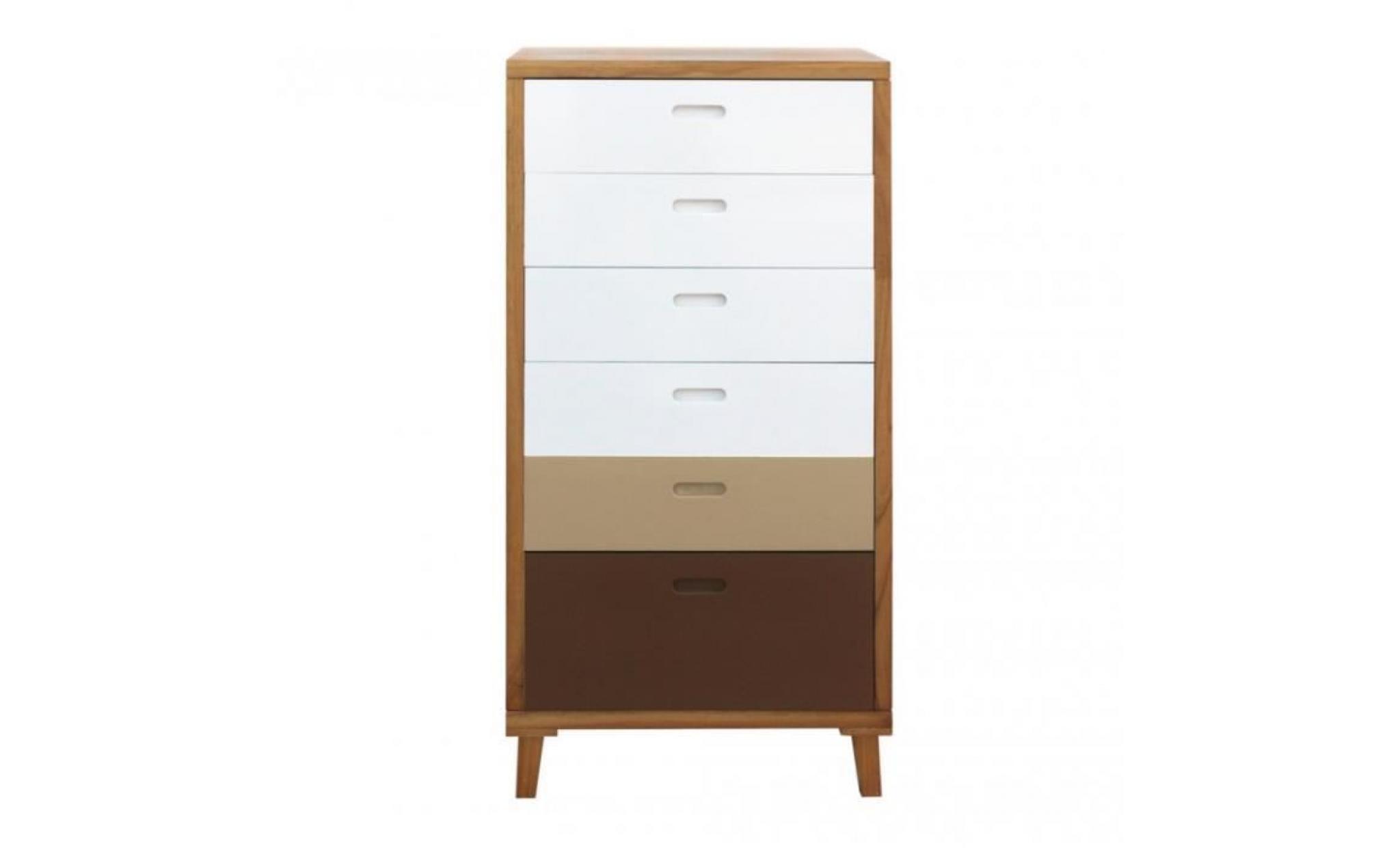 mobili rebecca armoire commode 6 tiroirs bois blanc marron moderne