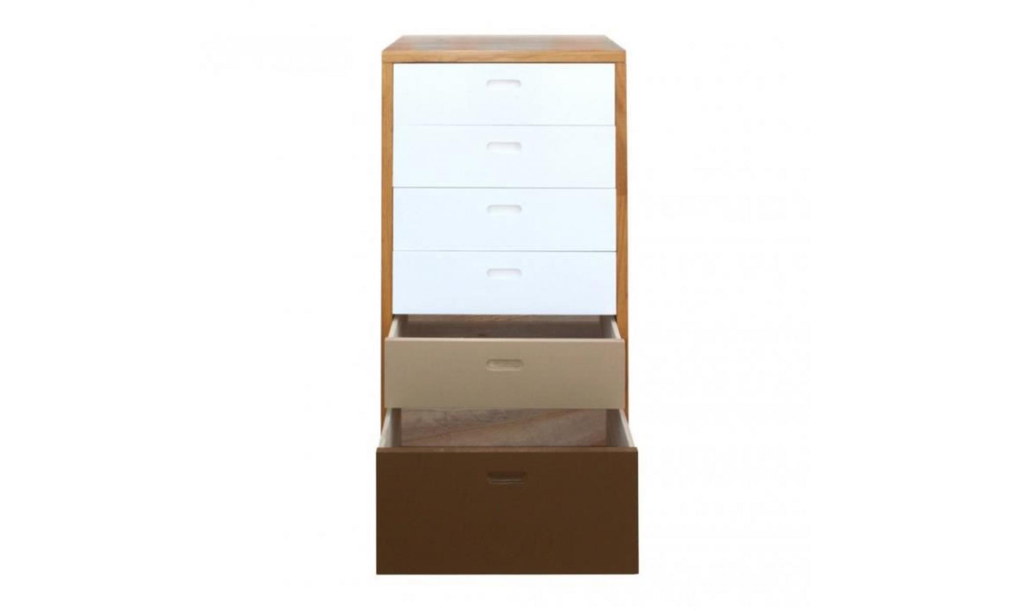 mobili rebecca armoire commode 6 tiroirs bois blanc marron moderne pas cher