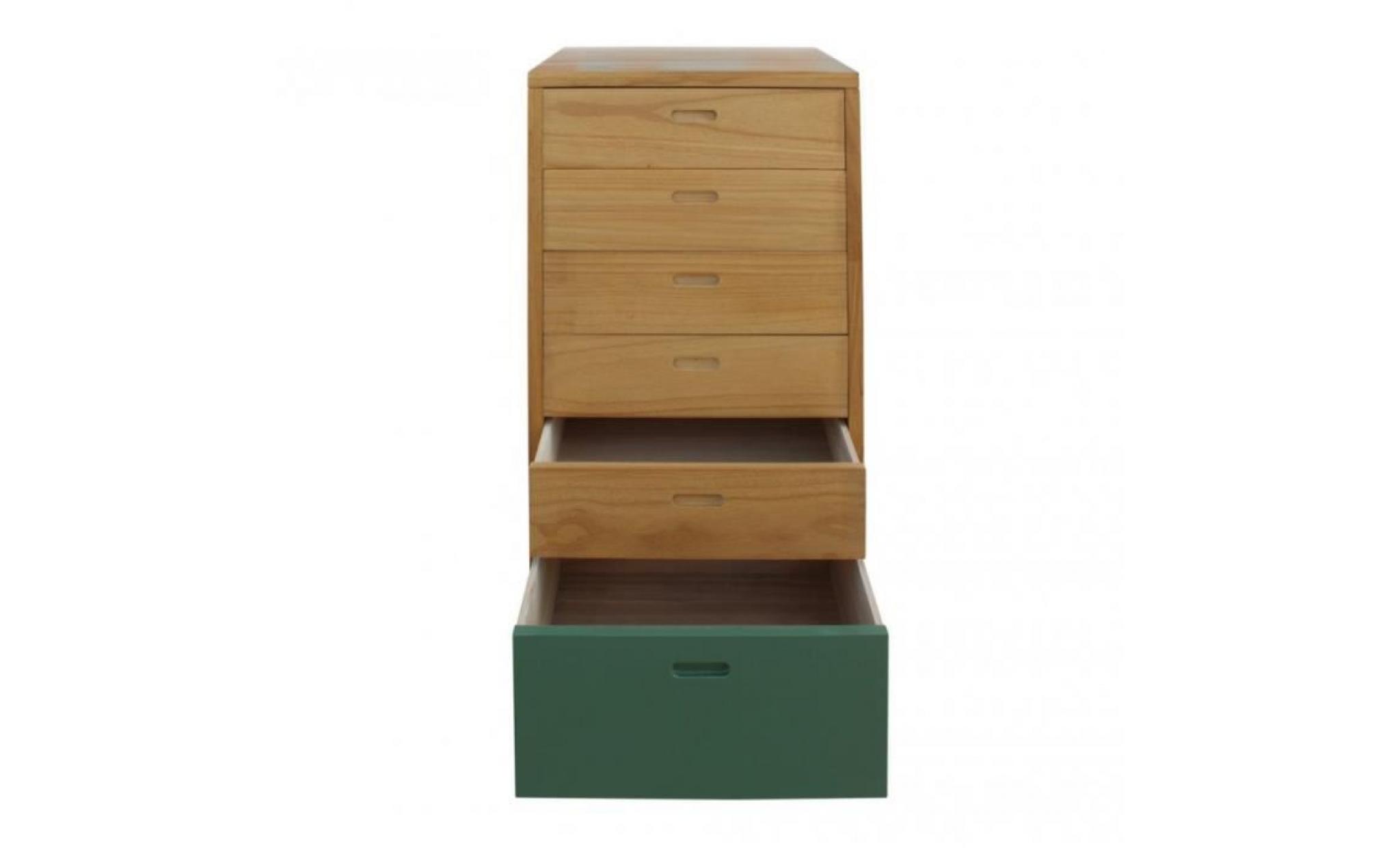 mobili rebecca armoire commode 6 tiroirs bois marron blanc vert design pas cher