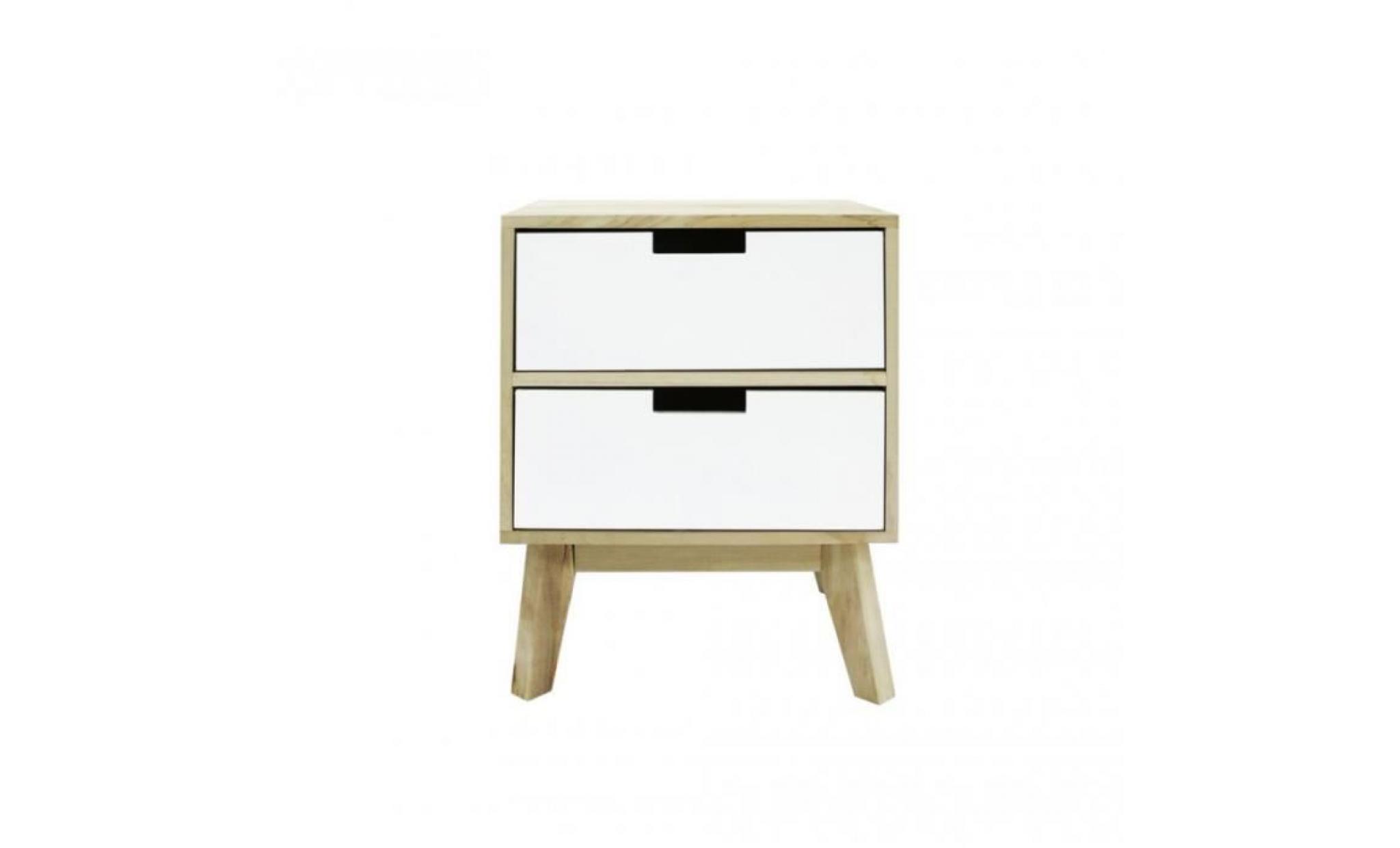 mobili rebecca® armoire commode blanc marron clair bois 2 tiroirs 45 x 30 x 30