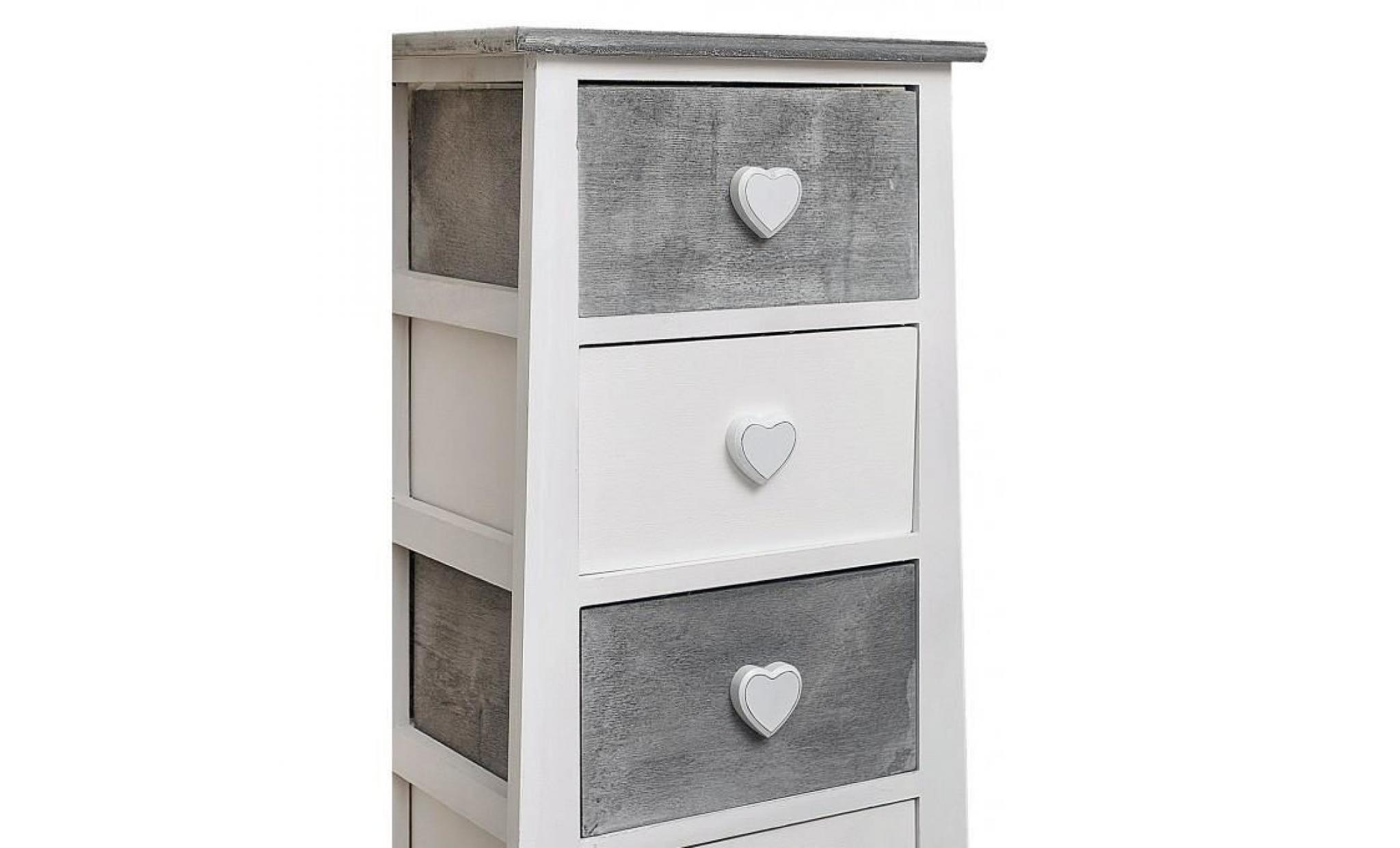 mobili rebecca® chiffonnier meuble de rangement 4 tiroirs romantica bois blanc gris vintage bain pas cher