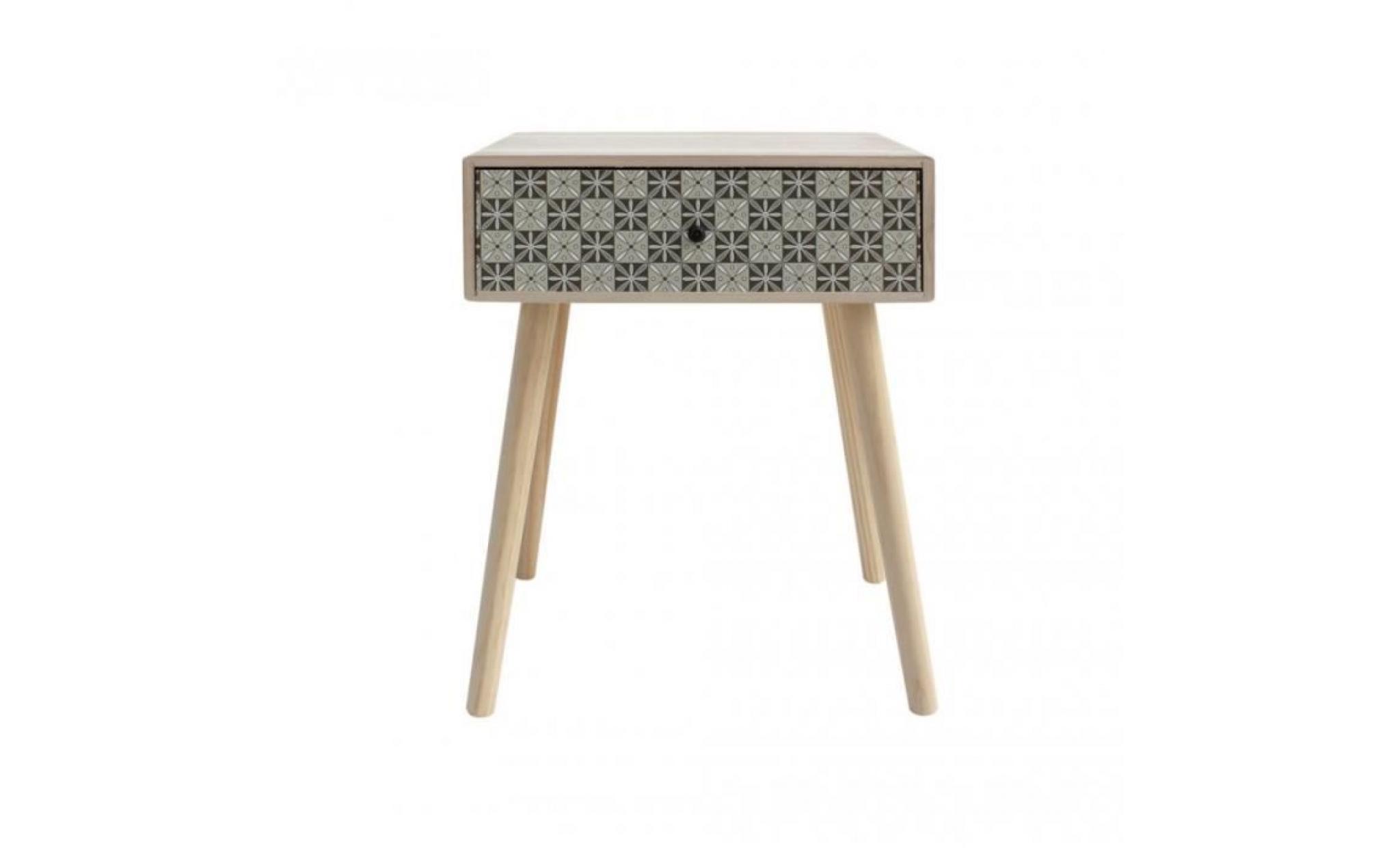 mobili rebecca® commode 1 tiroir scandinave bois clair gris decor salon