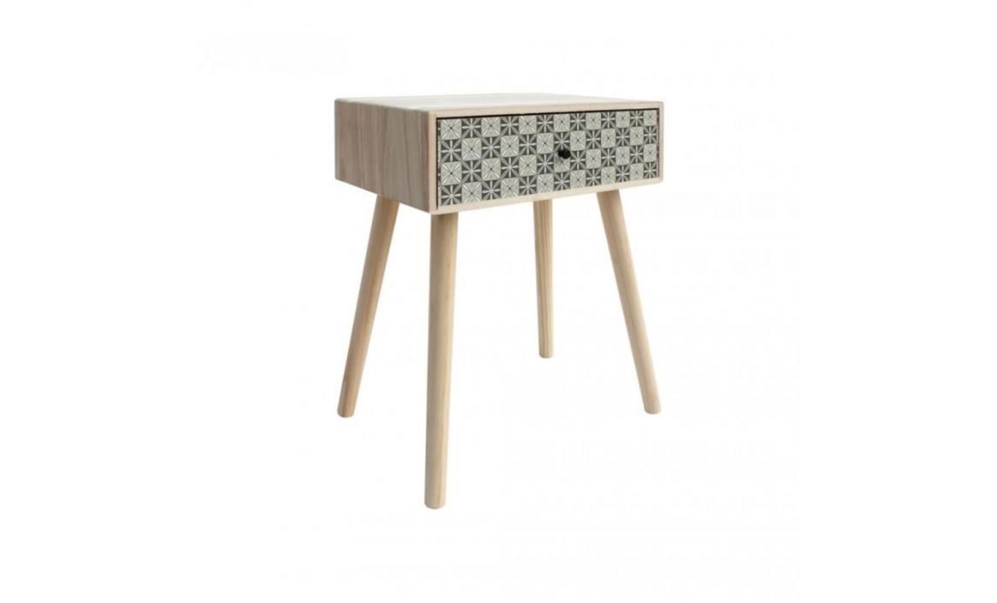 mobili rebecca® commode 1 tiroir scandinave bois clair gris decor salon pas cher