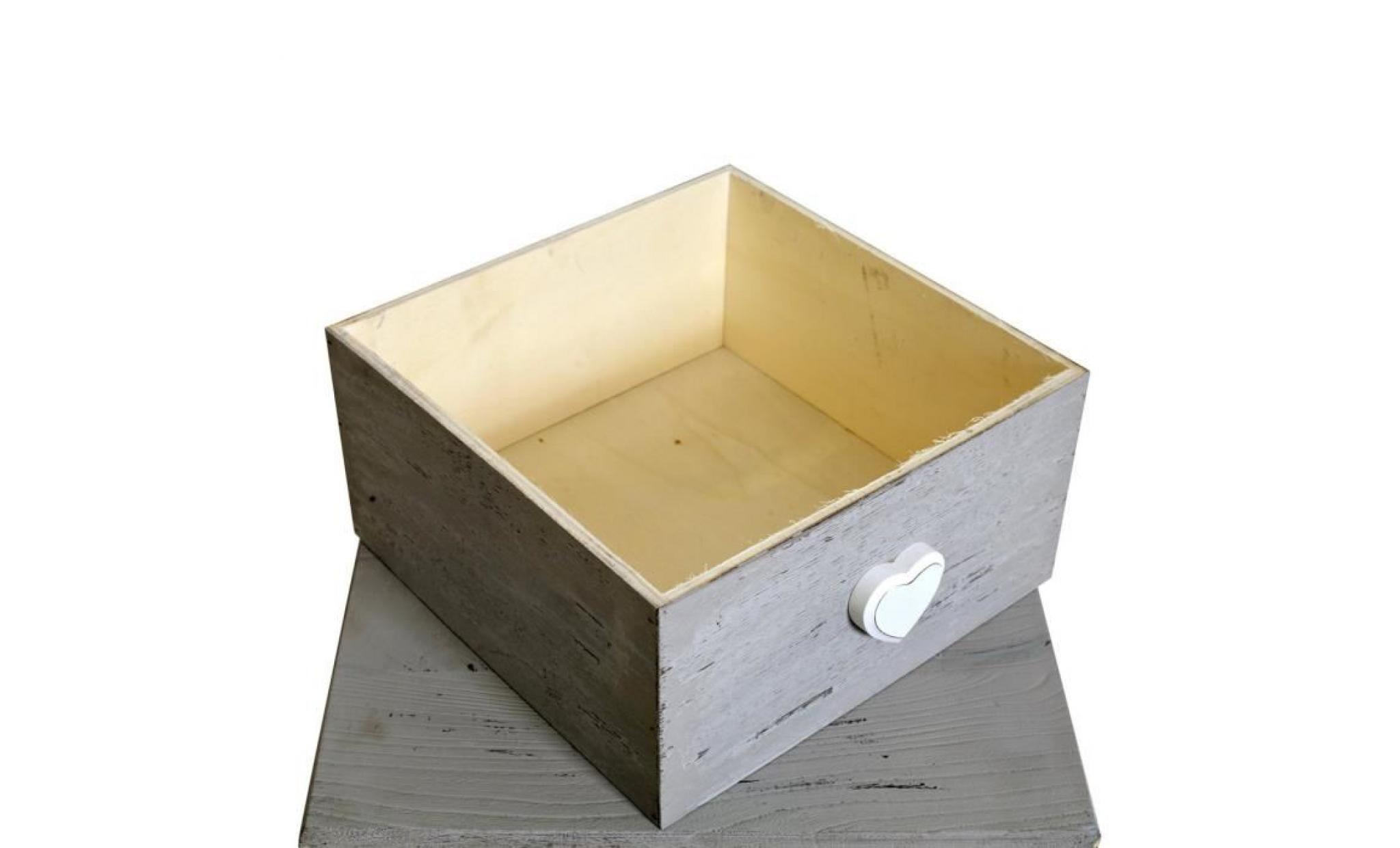 mobili rebecca® commode table de rangement 5 tiroirs romantica bois gris cœur shabby chambre pas cher
